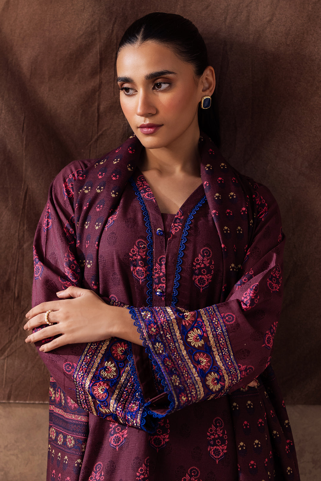 Zellbury | Unstitched 2 Piece Khaddar | Embroidered Shirt Dupatta - 0263 - by - Libasekhas UK - Registered Vendor of : Zellbury Women - 100% Original Designer Dresss