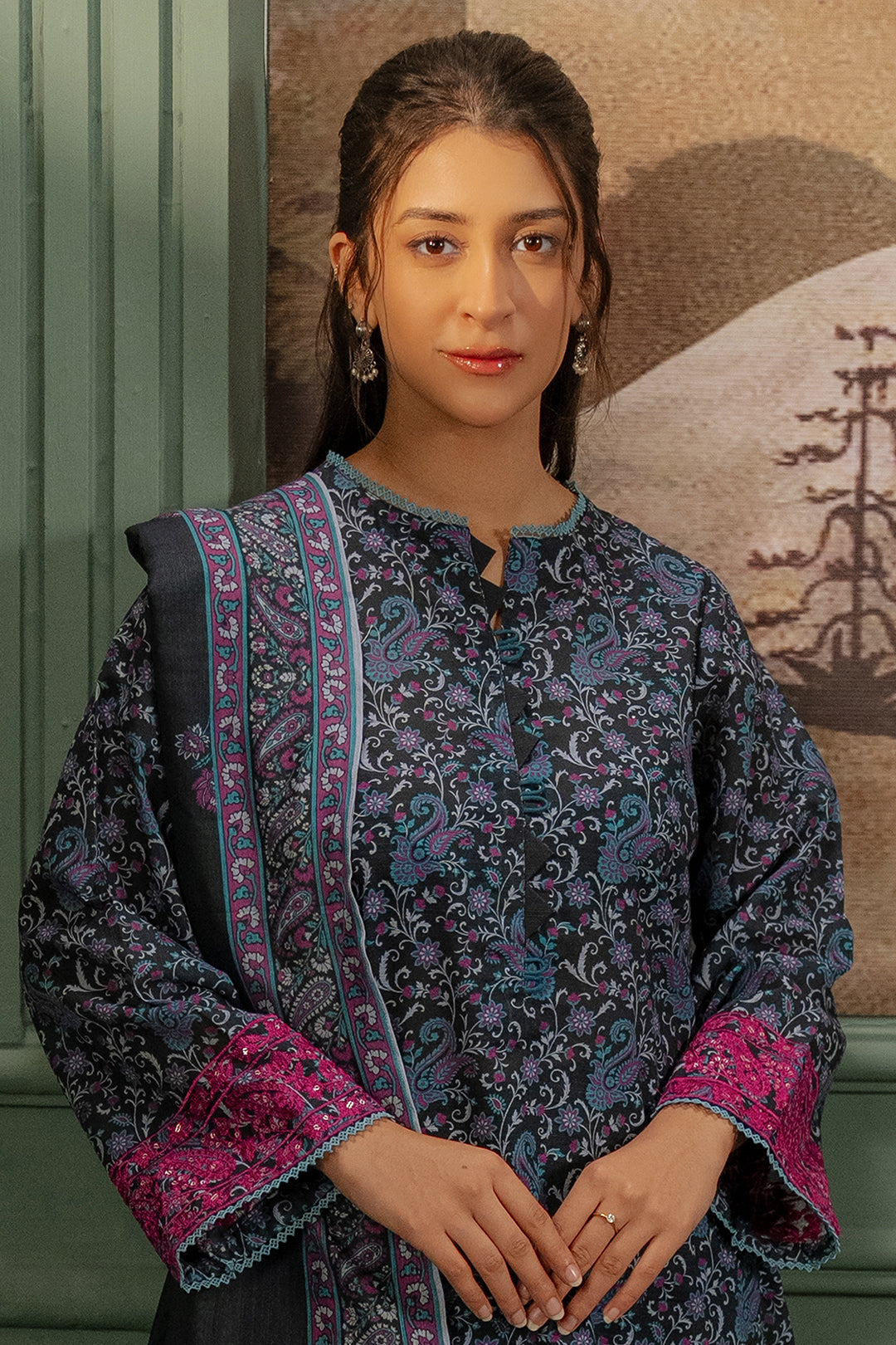 Zellbury | Unstitched 2 Piece Khaddar | Embroidered Shirt Dupatta - 0347 - by - Libasekhas UK - Registered Vendor of : Zellbury Women - 100% Original Designer Dresss