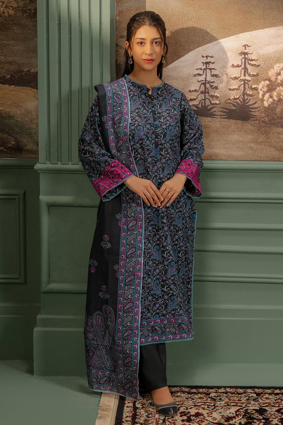 Zellbury | Unstitched 2 Piece Khaddar | Embroidered Shirt Dupatta - 0347 - by - Libasekhas UK - Registered Vendor of : Zellbury Women - 100% Original Designer Dresss