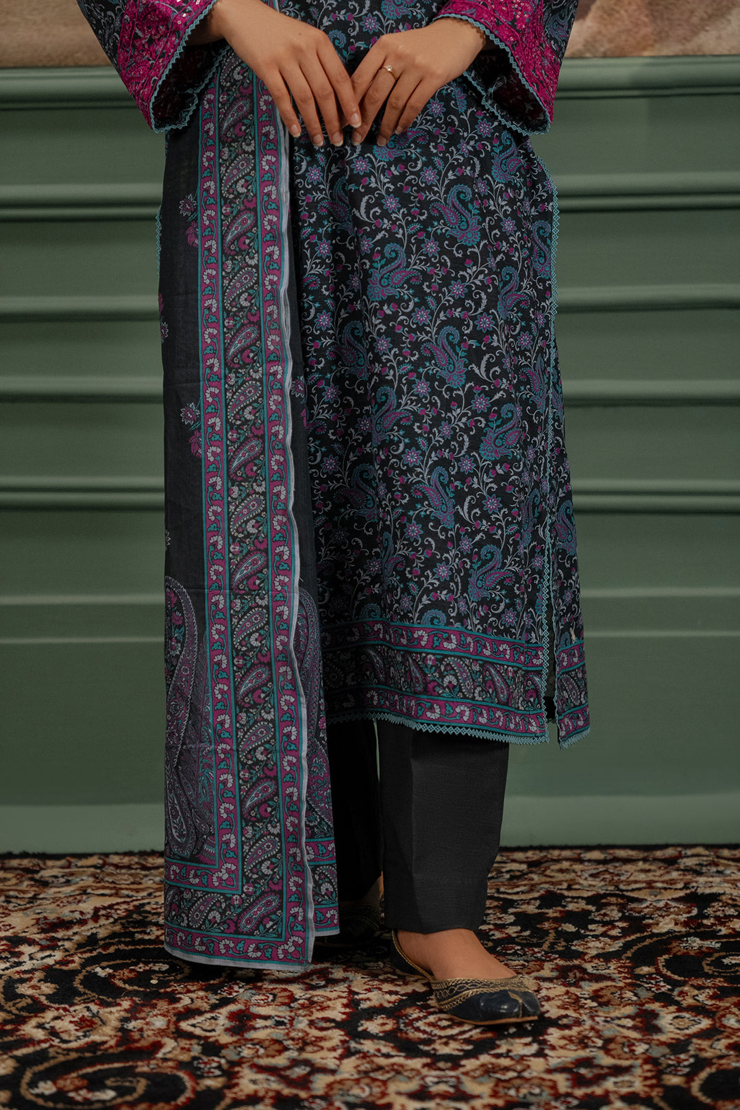 Zellbury | Unstitched 2 Piece Khaddar | Embroidered Shirt Dupatta - 0347 - by - Libasekhas UK - Registered Vendor of : Zellbury Women - 100% Original Designer Dresss