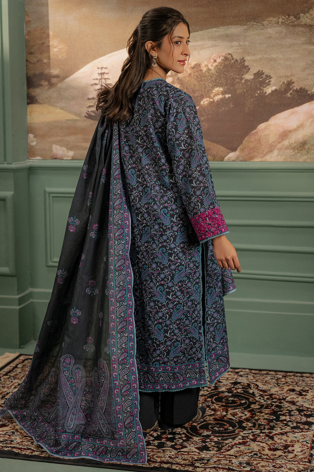 Zellbury | Unstitched 2 Piece Khaddar | Embroidered Shirt Dupatta - 0347 - by - Libasekhas UK - Registered Vendor of : Zellbury Women - 100% Original Designer Dresss