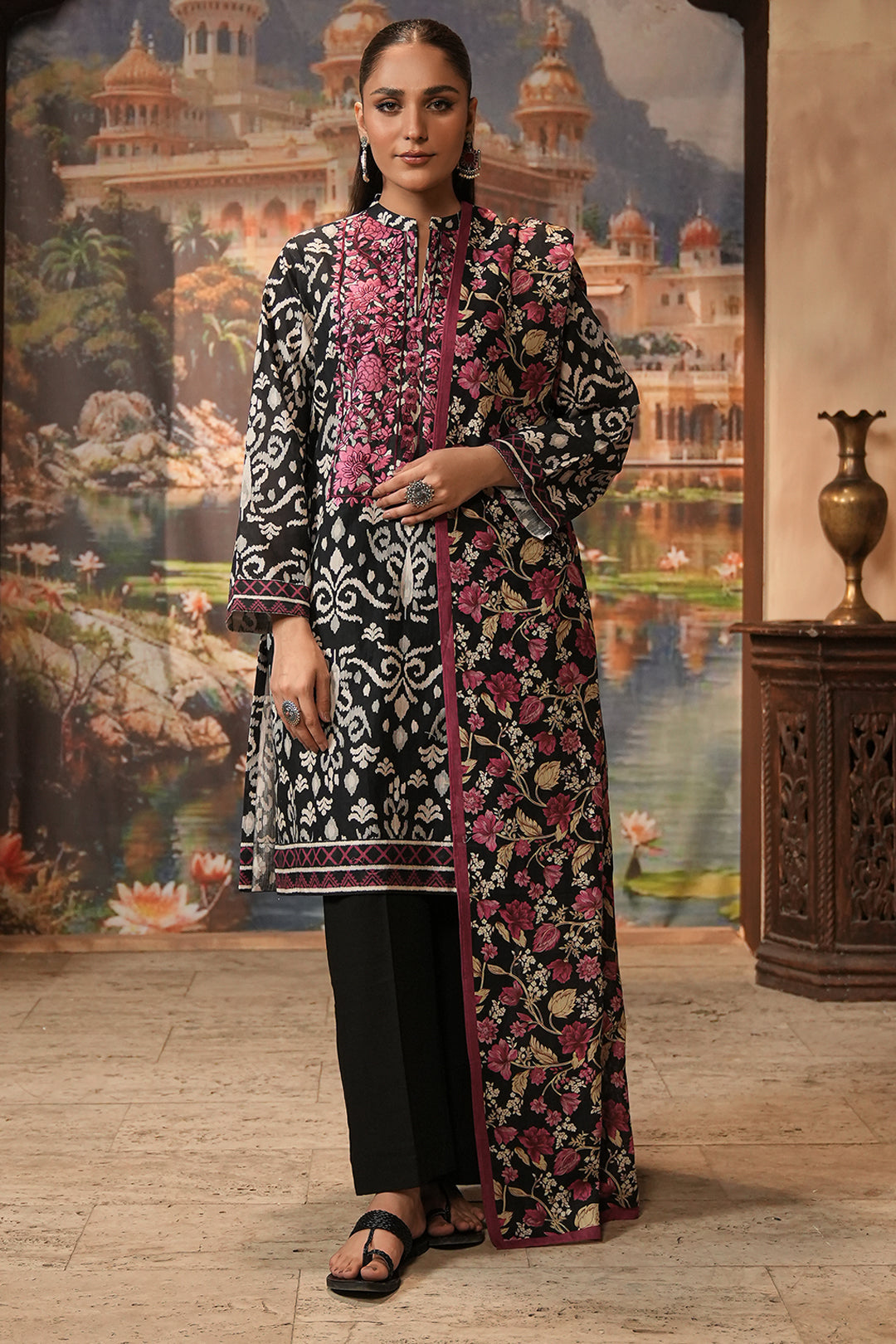 Zellbury | Unstitched 2 Piece Khaddar | Embroidered Shirt Dupatta - 0348 - by - Libasekhas UK - Registered Vendor of : Zellbury Women - 100% Original Designer Dresss