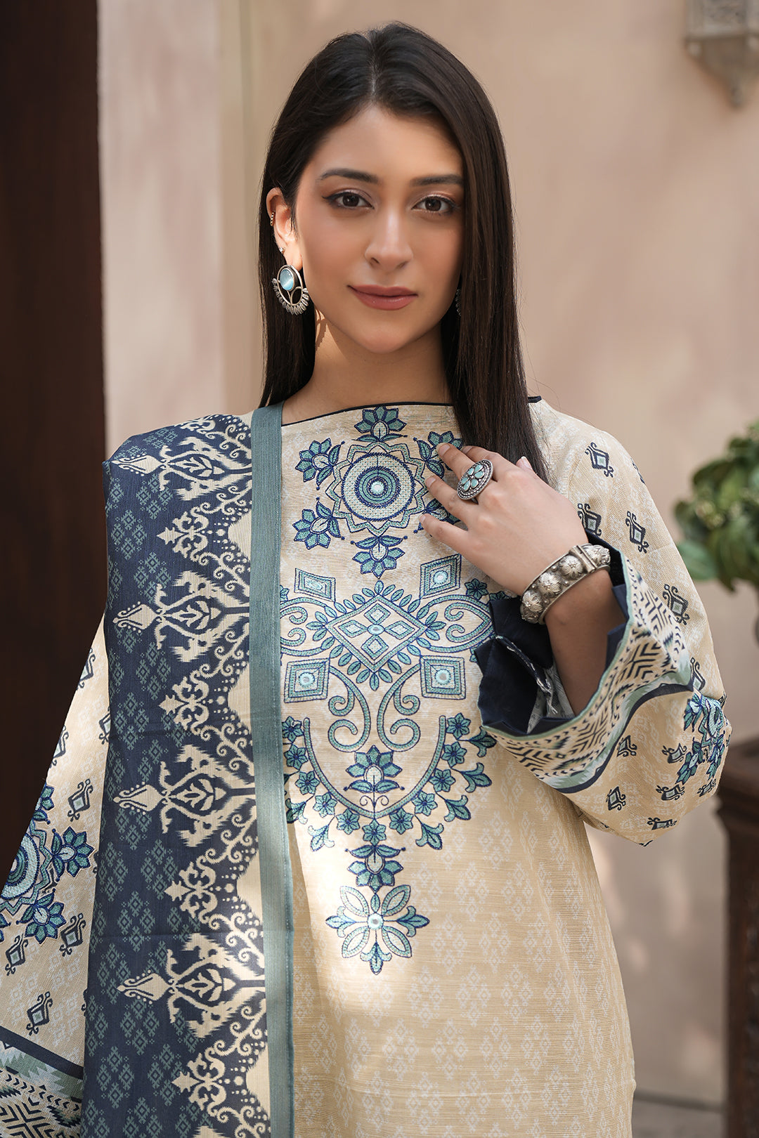 Zellbury | Unstitched 2 Piece Khaddar | Embroidered Shirt Dupatta - 0349 - by - Libasekhas UK - Registered Vendor of : Zellbury Women - 100% Original Designer Dresss