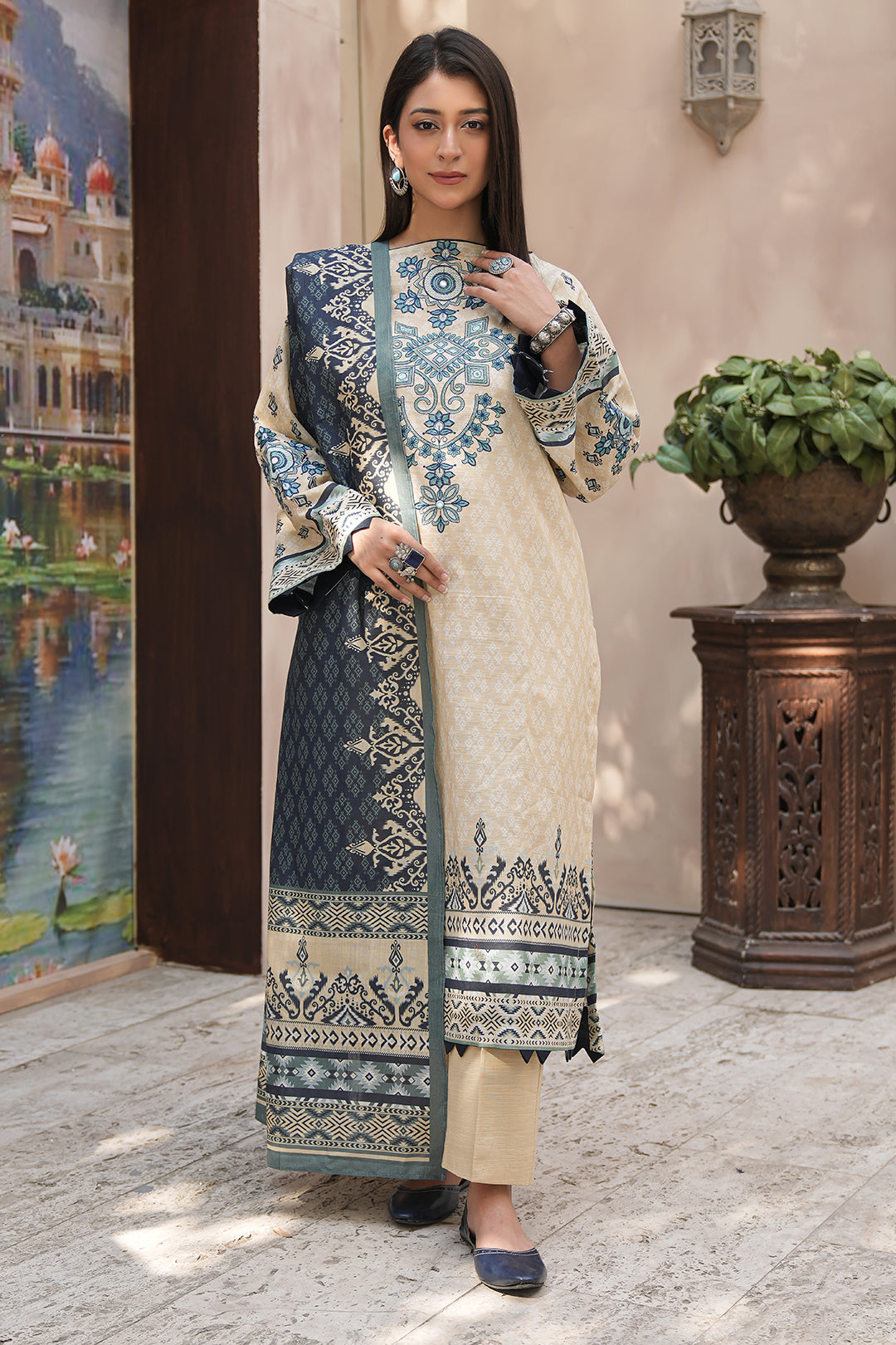 Zellbury | Unstitched 2 Piece Khaddar | Embroidered Shirt Dupatta - 0349 - by - Libasekhas UK - Registered Vendor of : Zellbury Women - 100% Original Designer Dresss