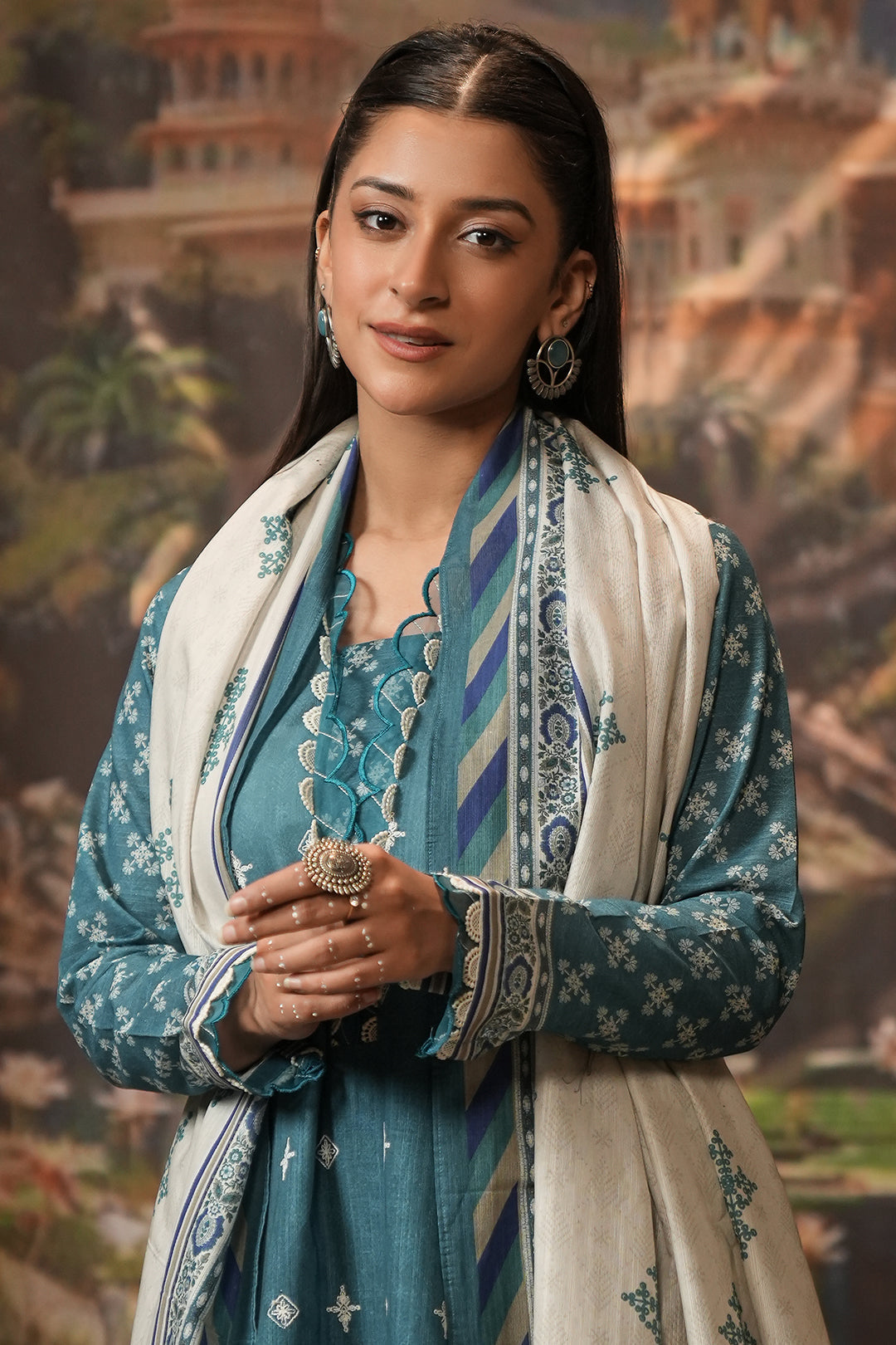 Zellbury | Unstitched 2 Piece Khaddar | Embroidered Shirt Dupatta - 0350 - by - Libasekhas UK - Registered Vendor of : Zellbury Women - 100% Original Designer Dresss
