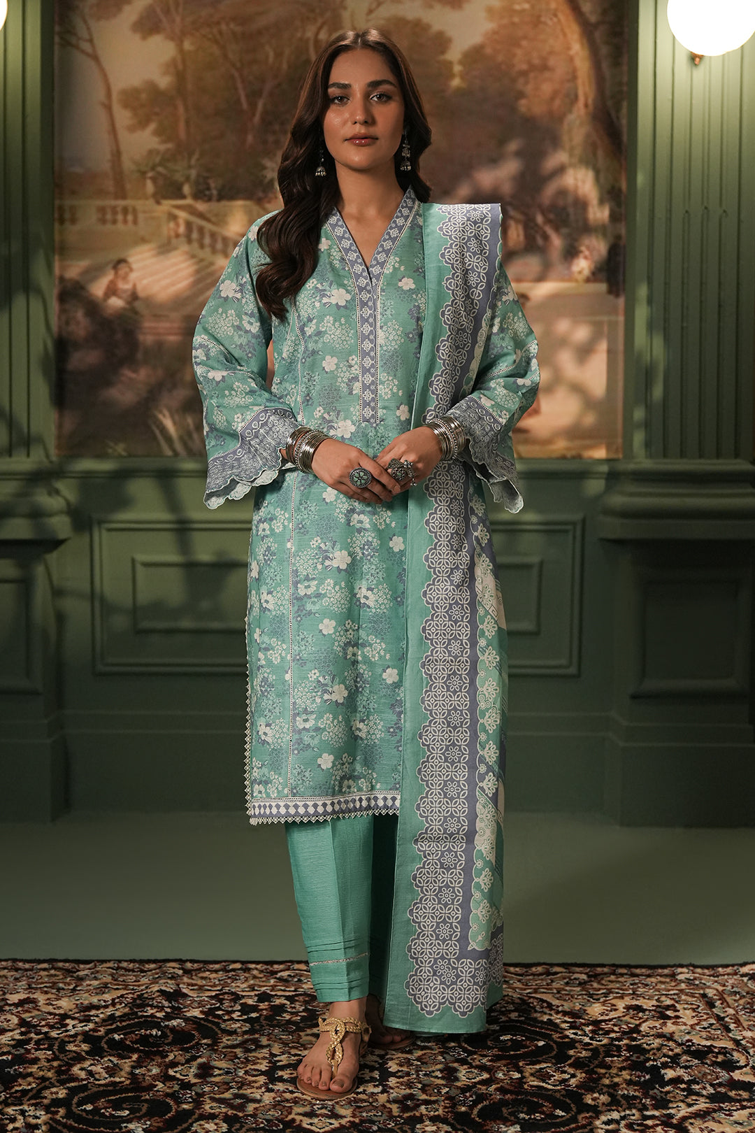 Zellbury | Unstitched 2 Piece Khaddar | Embroidered Shirt Dupatta - 0351 - by - Libasekhas UK - Registered Vendor of : Zellbury Women - 100% Original Designer Dresss