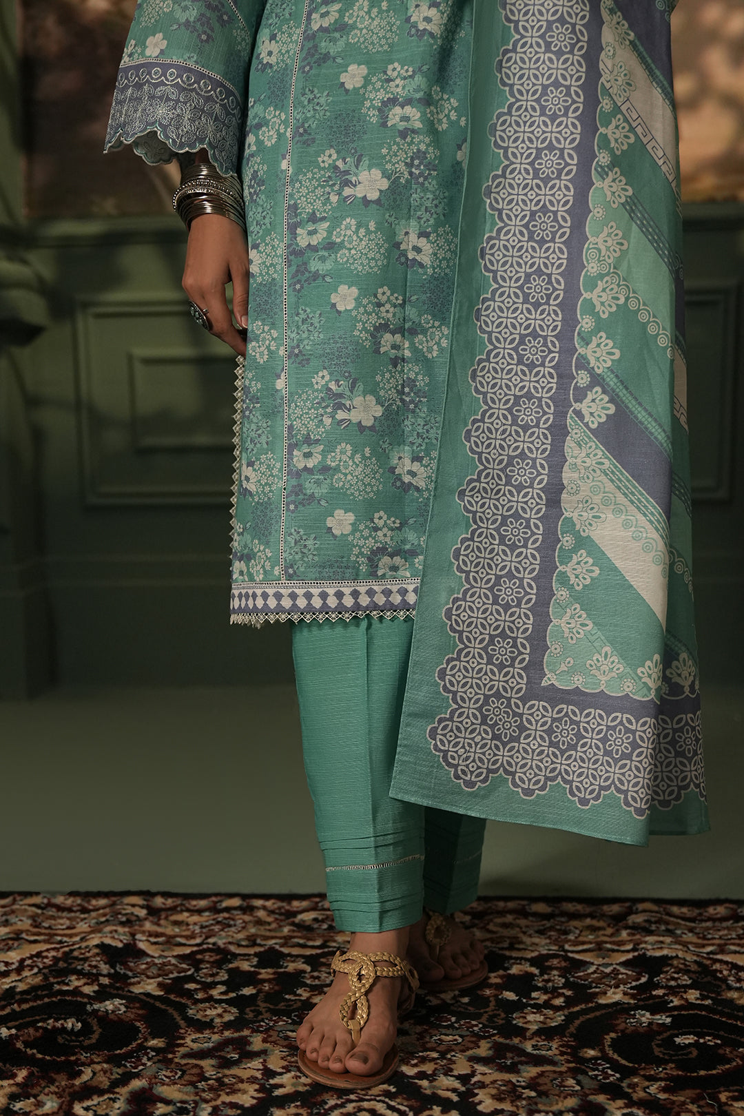 Zellbury | Unstitched 2 Piece Khaddar | Embroidered Shirt Dupatta - 0351 - by - Libasekhas UK - Registered Vendor of : Zellbury Women - 100% Original Designer Dresss