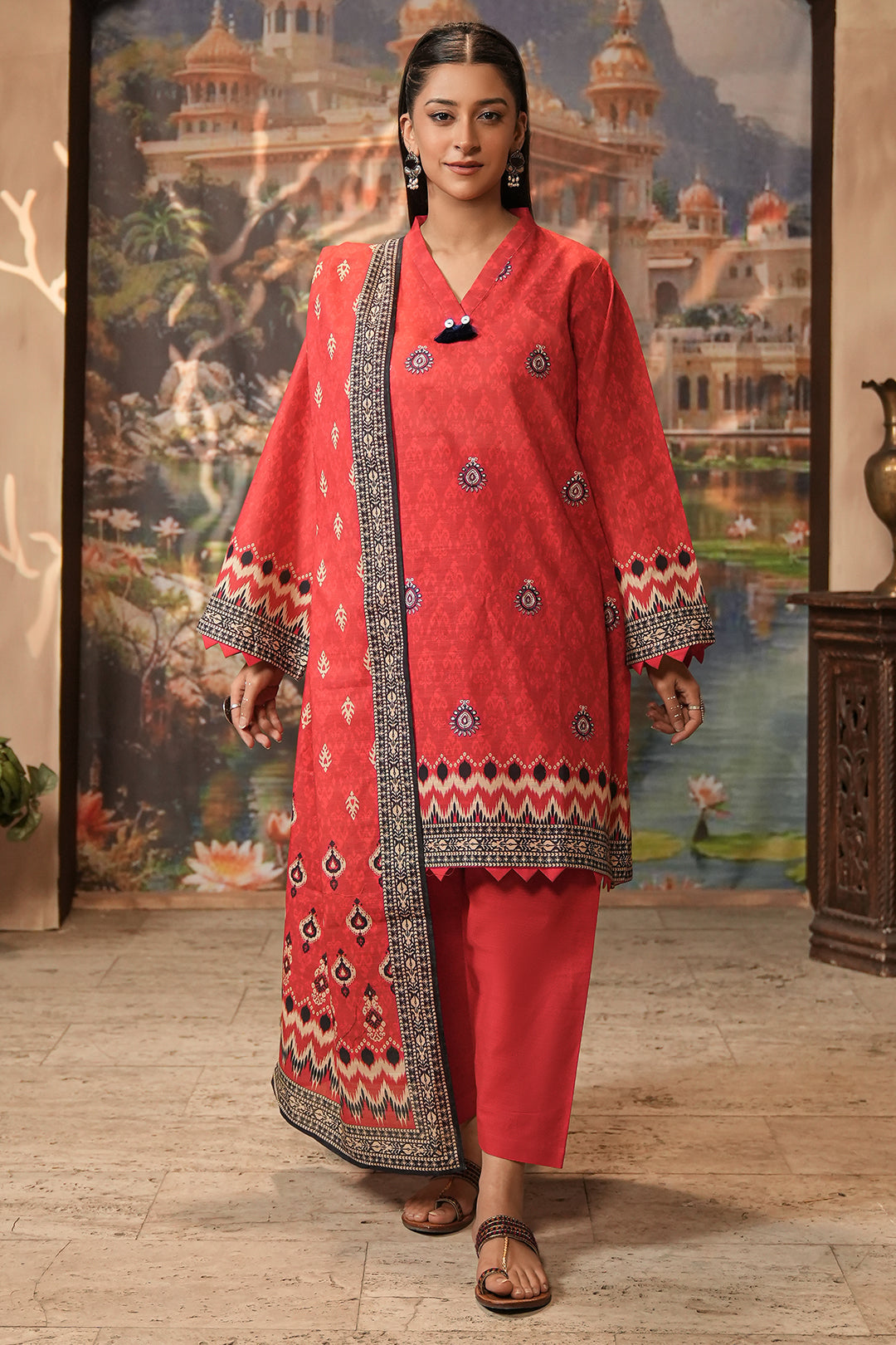 Zellbury | Unstitched 2 Piece Khaddar | Embroidered Shirt Dupatta - 0436 - by - Libasekhas UK - Registered Vendor of : Zellbury Women - 100% Original Designer Dresss