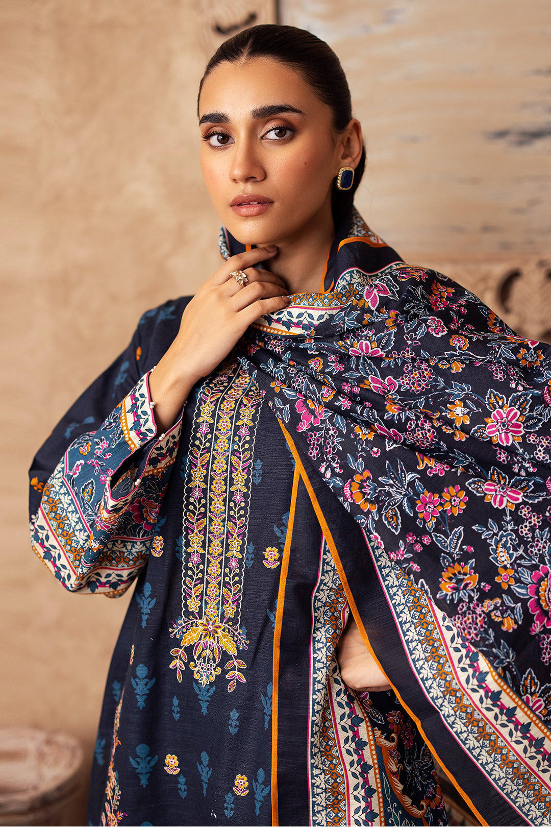 Zellbury | Unstitched 3 Piece Khaddar | Embroidered Shirt Shalwar Dupatta - 0225 - by - Libasekhas UK - Registered Vendor of : Zellbury Women - 100% Original Designer Dresss