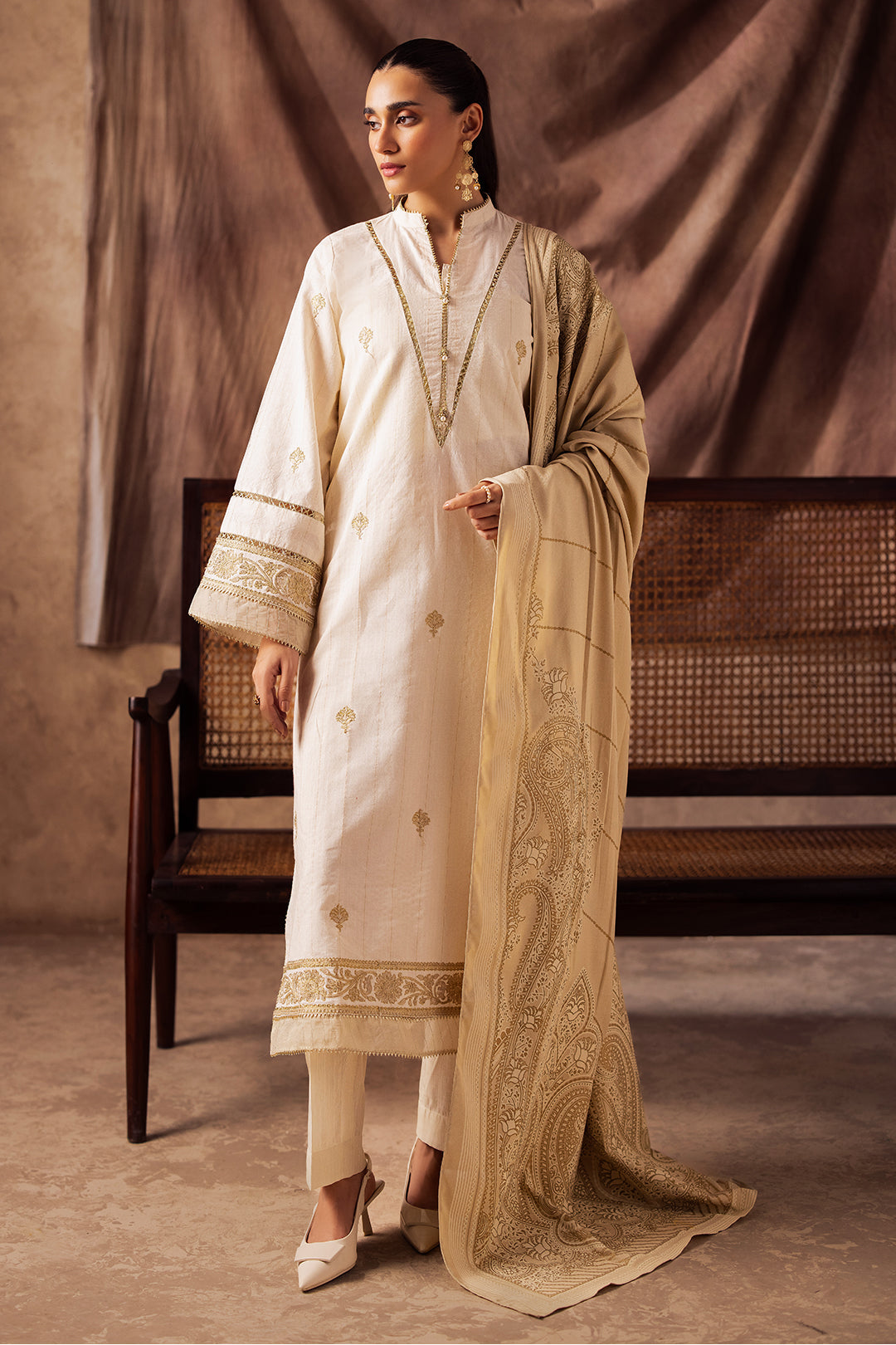 Zellbury | Unstitched 3 Piece Khaddar | Embroidered Shirt Shalwar Shawl - 0232 - by - Libasekhas UK - Registered Vendor of : Zellbury Women - 100% Original Designer Dresss