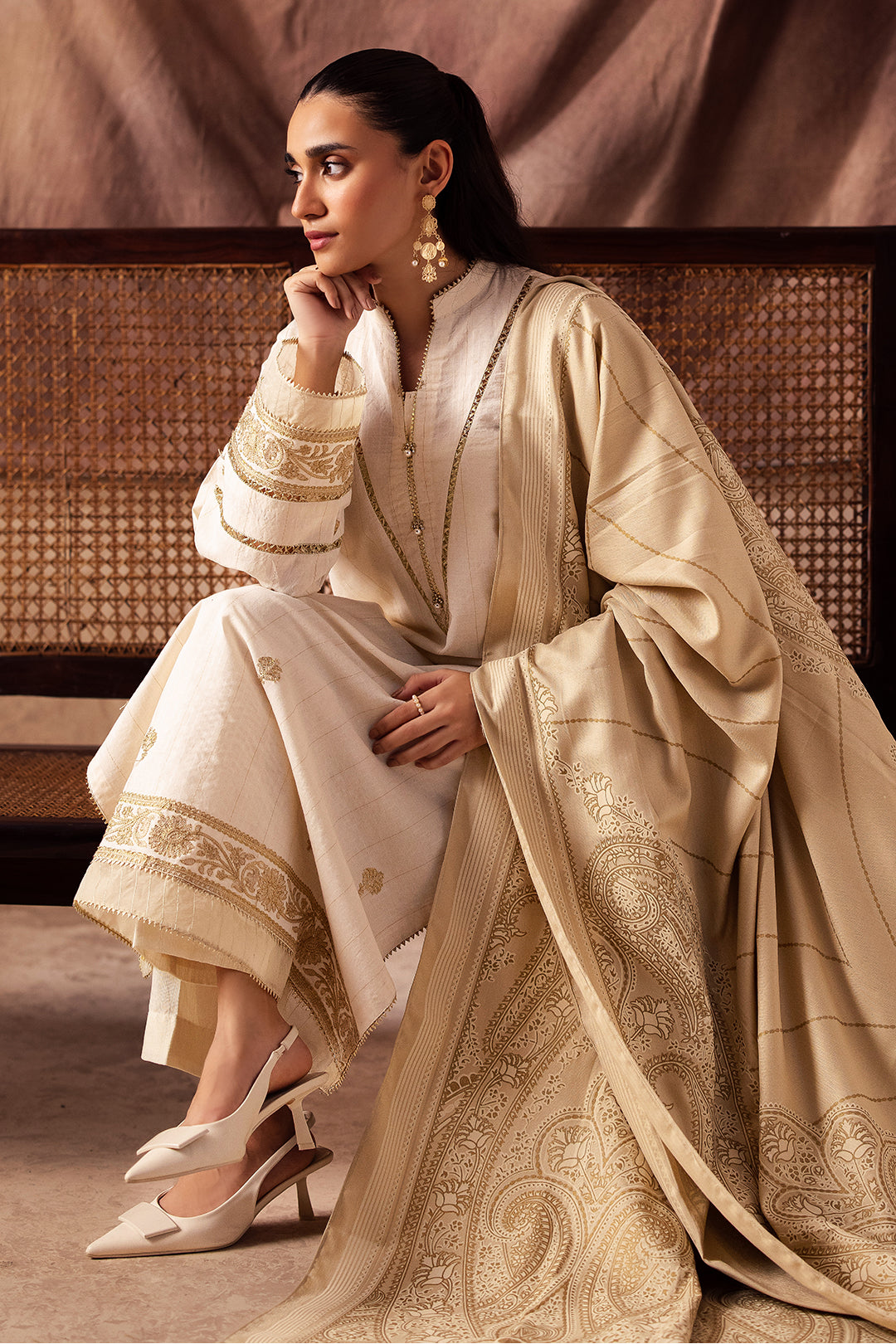 Zellbury | Unstitched 3 Piece Khaddar | Embroidered Shirt Shalwar Shawl - 0232 - by - Libasekhas UK - Registered Vendor of : Zellbury Women - 100% Original Designer Dresss