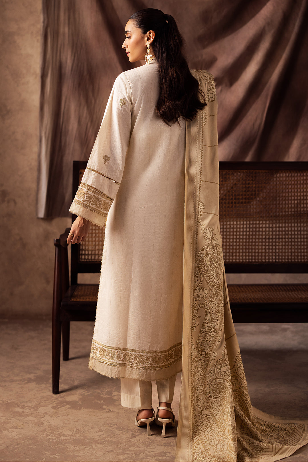 Zellbury | Unstitched 3 Piece Khaddar | Embroidered Shirt Shalwar Shawl - 0232 - by - Libasekhas UK - Registered Vendor of : Zellbury Women - 100% Original Designer Dresss