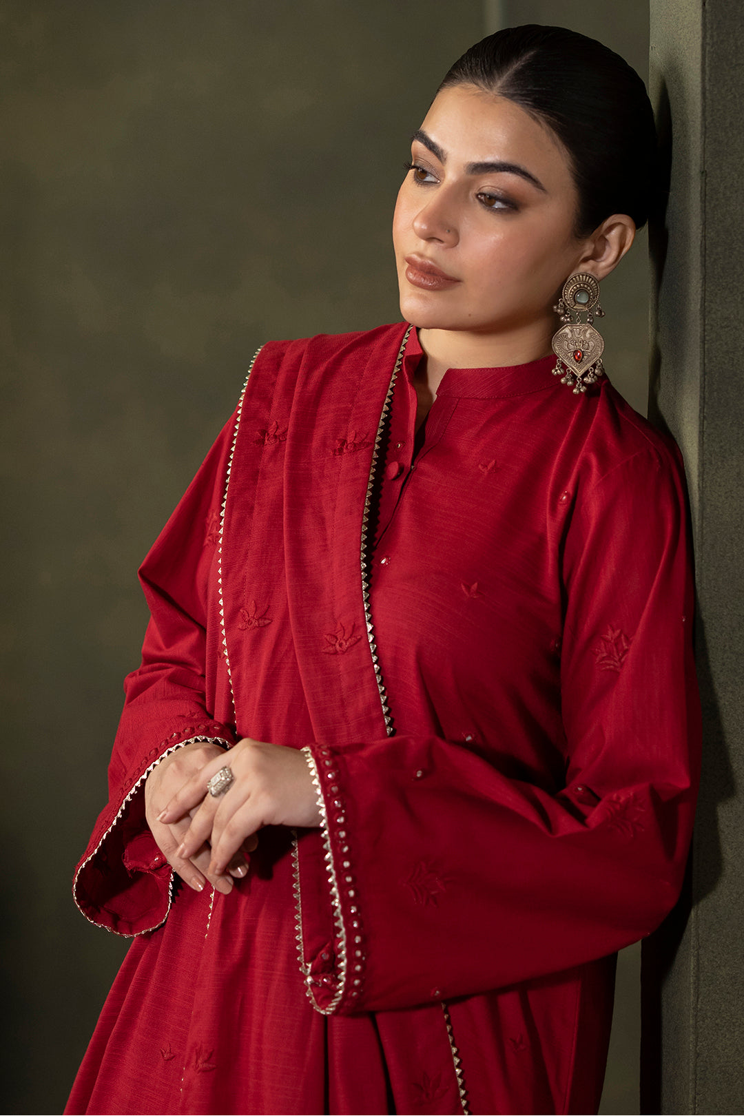 Zellbury | Unstitched 3 Piece Khaddar | Embroidered Shirt Shalwar Dupatta - 0238 - by - Libasekhas UK - Registered Vendor of : Zellbury Women - 100% Original Designer Dresss