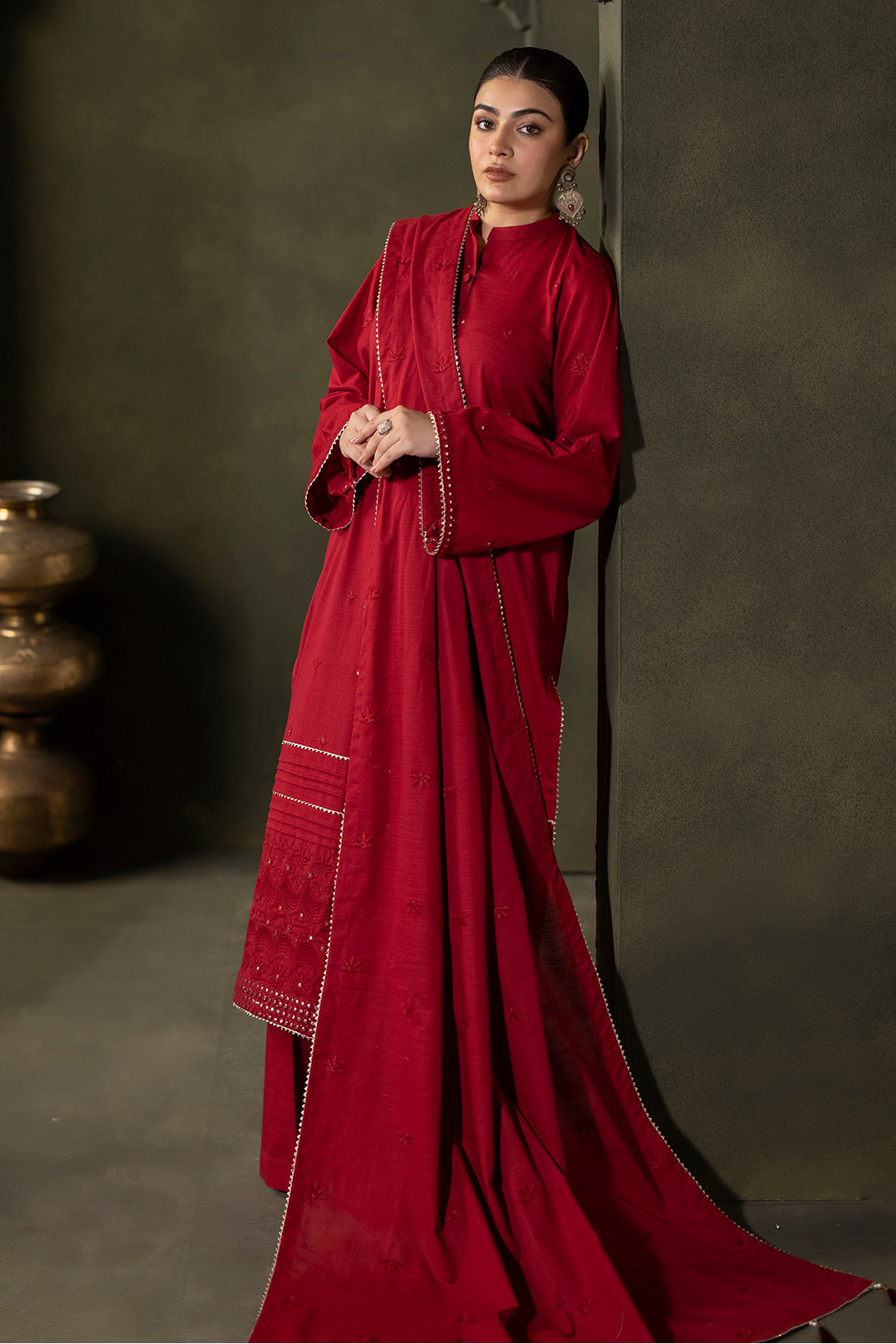 Zellbury | Unstitched 3 Piece Khaddar | Embroidered Shirt Shalwar Dupatta - 0238 - by - Libasekhas UK - Registered Vendor of : Zellbury Women - 100% Original Designer Dresss
