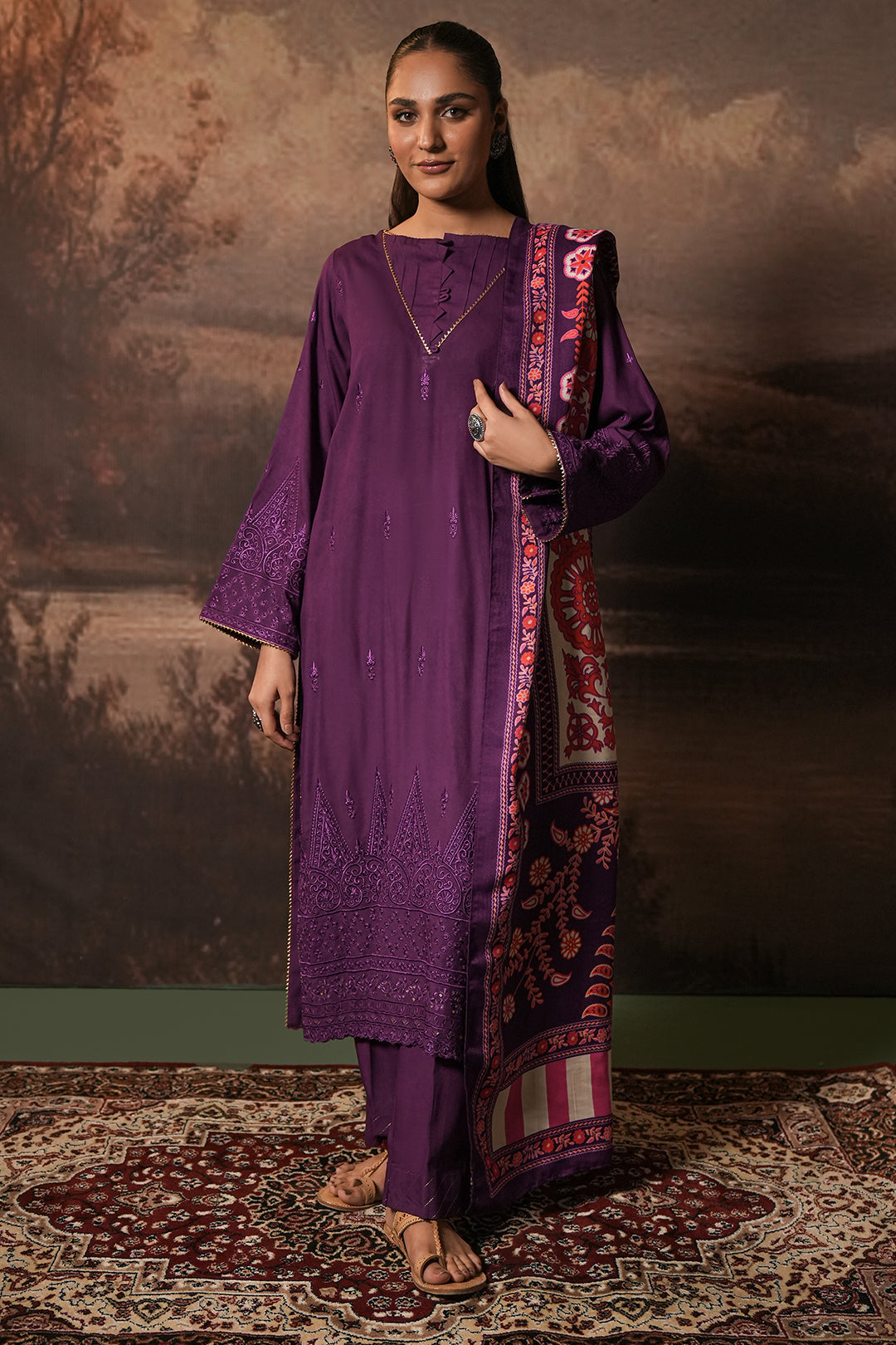Zellbury | Unstitched 3 Piece Viscose | Embroidered Shirt Shalwar Shawl - 0248 - by - Libasekhas UK - Registered Vendor of : Zellbury Women - 100% Original Designer Dresss