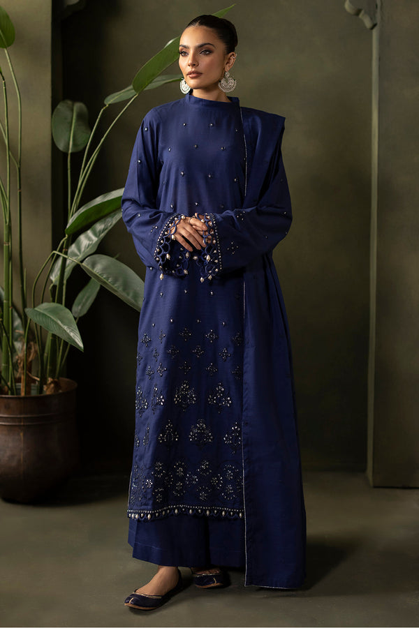 Zellbury | Unstitched 3 Piece Khaddar | Embroidered Shirt Shalwar Dupatta - 0322 - by - Libasekhas UK - Registered Vendor of : Zellbury Women - 100% Original Designer Dresss
