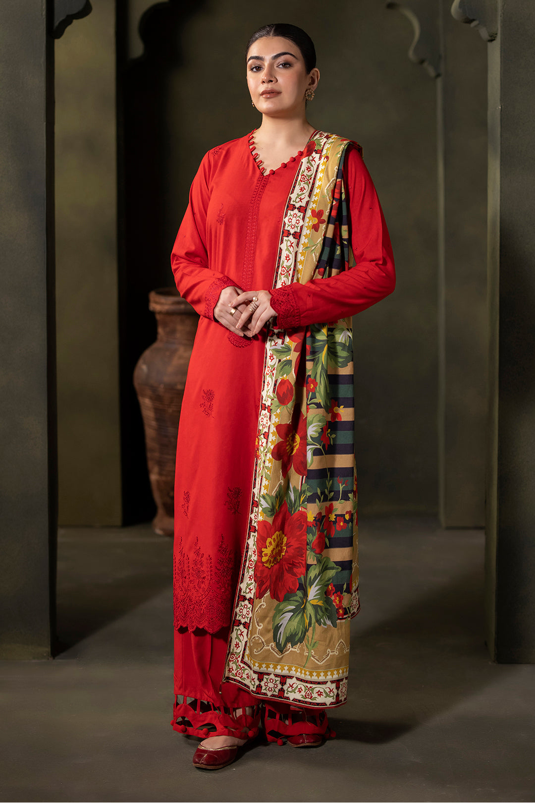 Zellbury | Unstitched 3 Piece Viscose | Embroidered Shirt Shalwar Dupatta - 0324 - by - Libasekhas UK - Registered Vendor of : Zellbury Women - 100% Original Designer Dresss