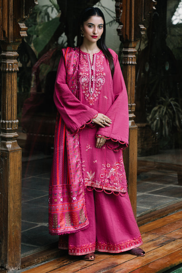 Zellbury | Unstitched 3 Piece Khaddar | Embroidered Shirt Shalwar Dupatta - 0328 - by - Libasekhas UK - Registered Vendor of : Zellbury Women - 100% Original Designer Dresss