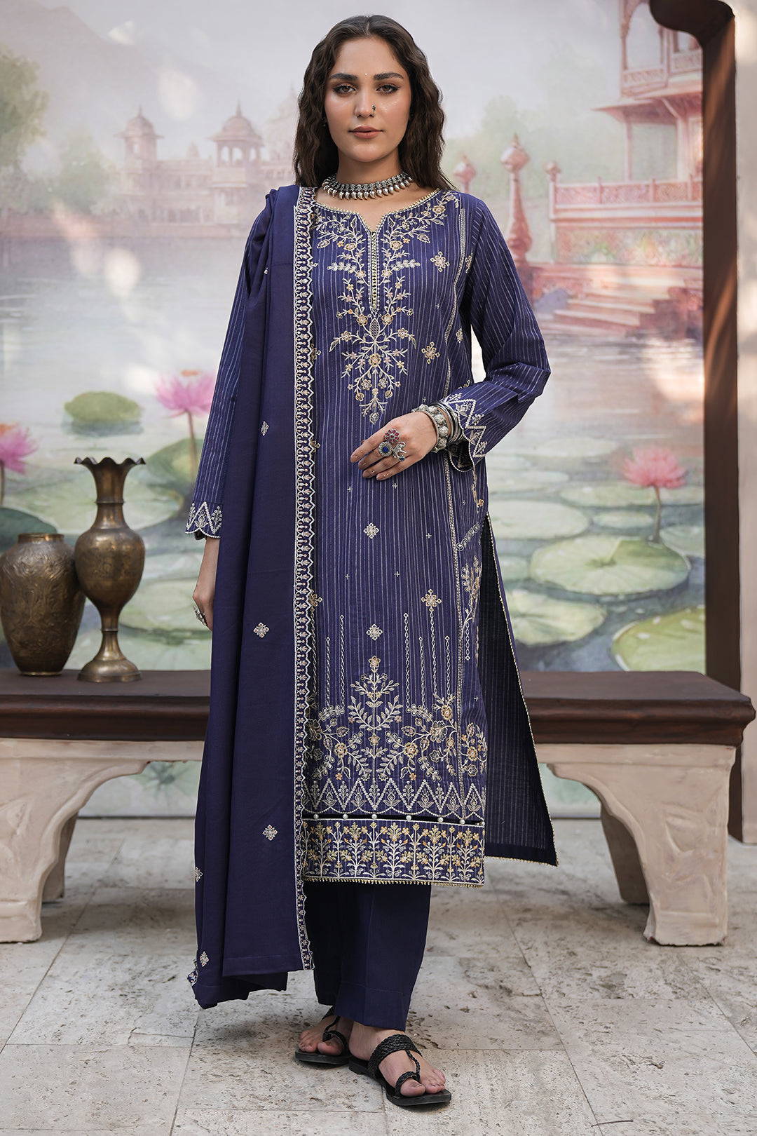Zellbury | Unstitched 3 Piece Khaddar | Embroidered Shirt Shalwar Shawl - 0409 - by - Libasekhas UK - Registered Vendor of : Zellbury Women - 100% Original Designer Dresss