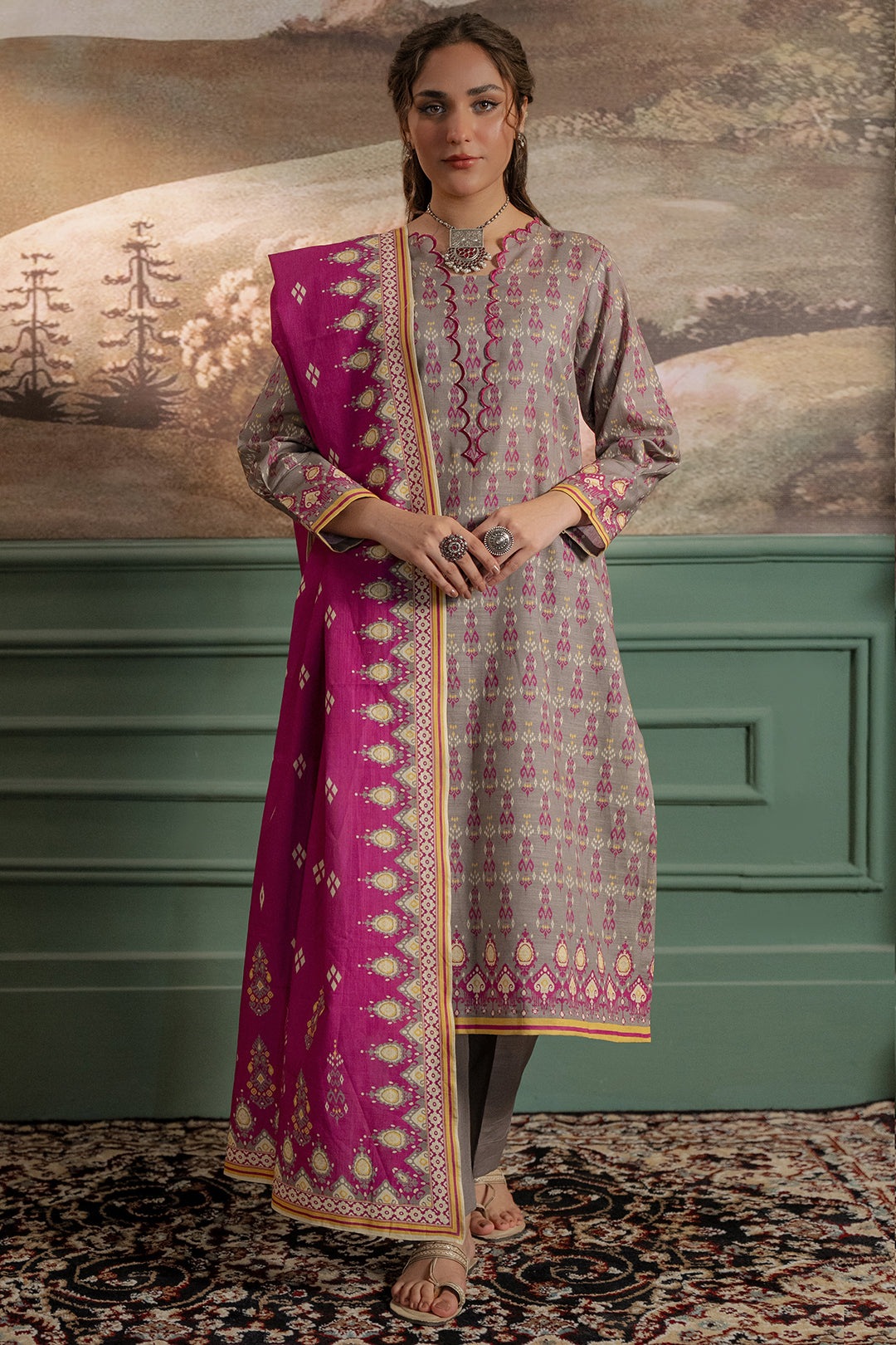 Zellbury | Unstitched 2 Piece Khaddar | Shirt Dupatta - 0332 - by - Libasekhas UK - Registered Vendor of : Zellbury Women - 100% Original Designer Dresss