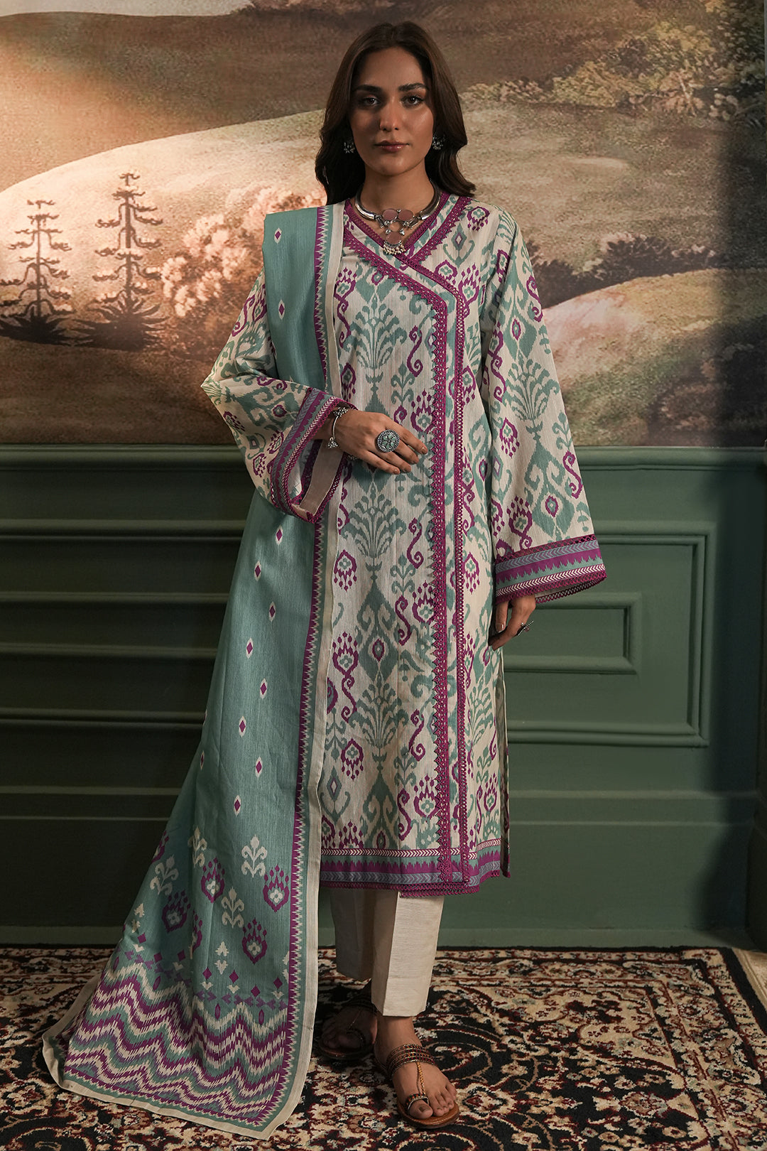 Zellbury | Unstitched 2 Piece Khaddar | Shirt Dupatta - 0333 - by - Libasekhas UK - Registered Vendor of : Zellbury Women - 100% Original Designer Dresss