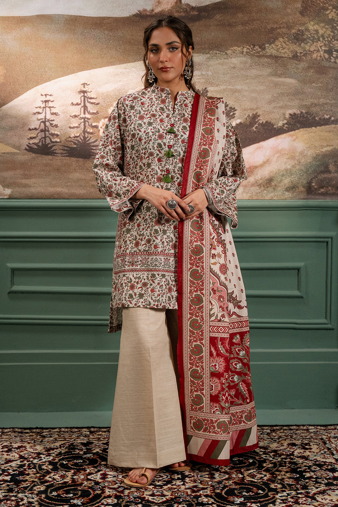 Zellbury | Unstitched 2 Piece Khaddar | Shirt Dupatta - 0334 - by - Libasekhas UK - Registered Vendor of : Zellbury Women - 100% Original Designer Dresss