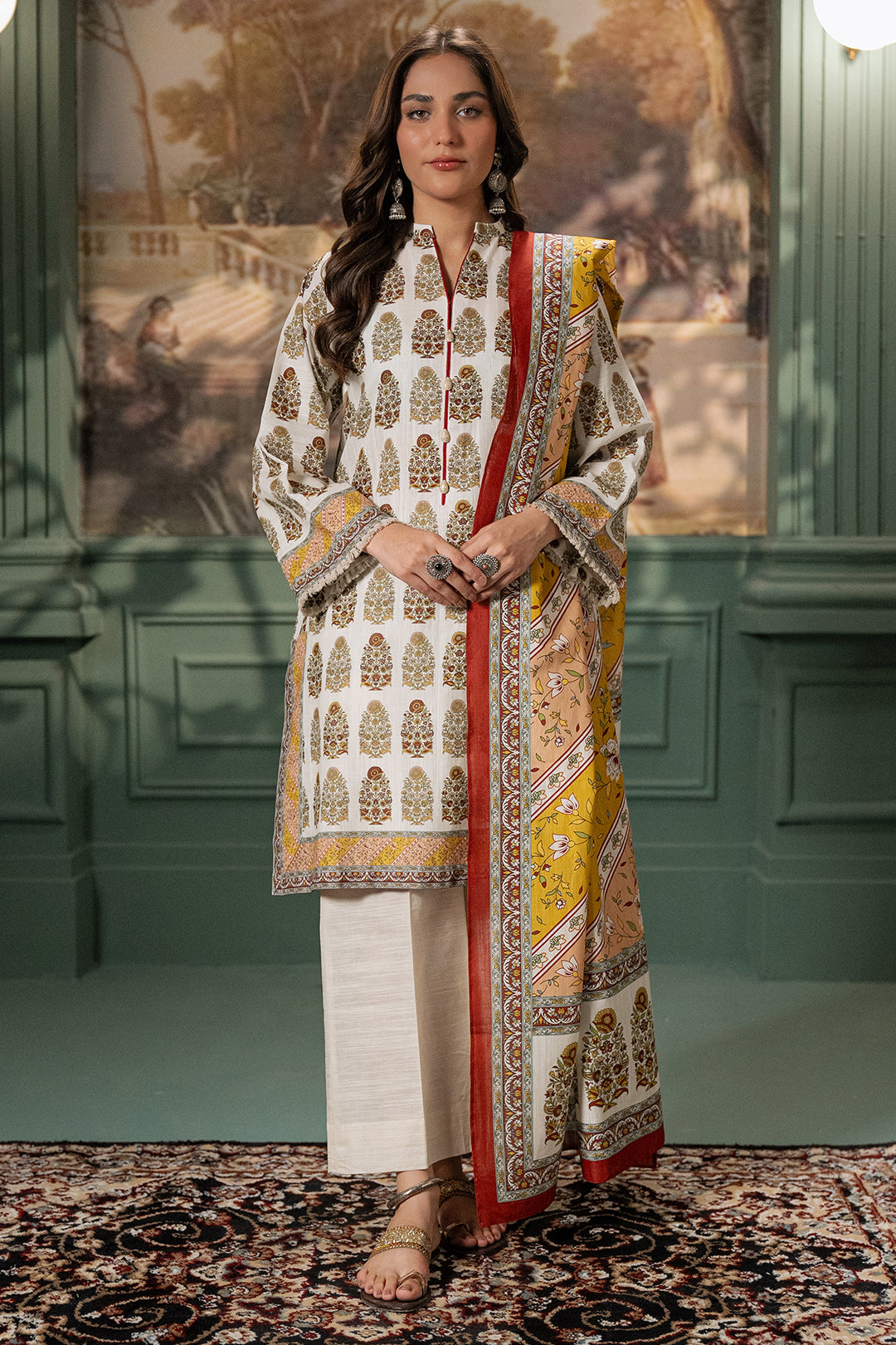 Zellbury | Unstitched 2 Piece Khaddar | Shirt Dupatta - 0336 - by - Libasekhas UK - Registered Vendor of : Zellbury Women - 100% Original Designer Dresss