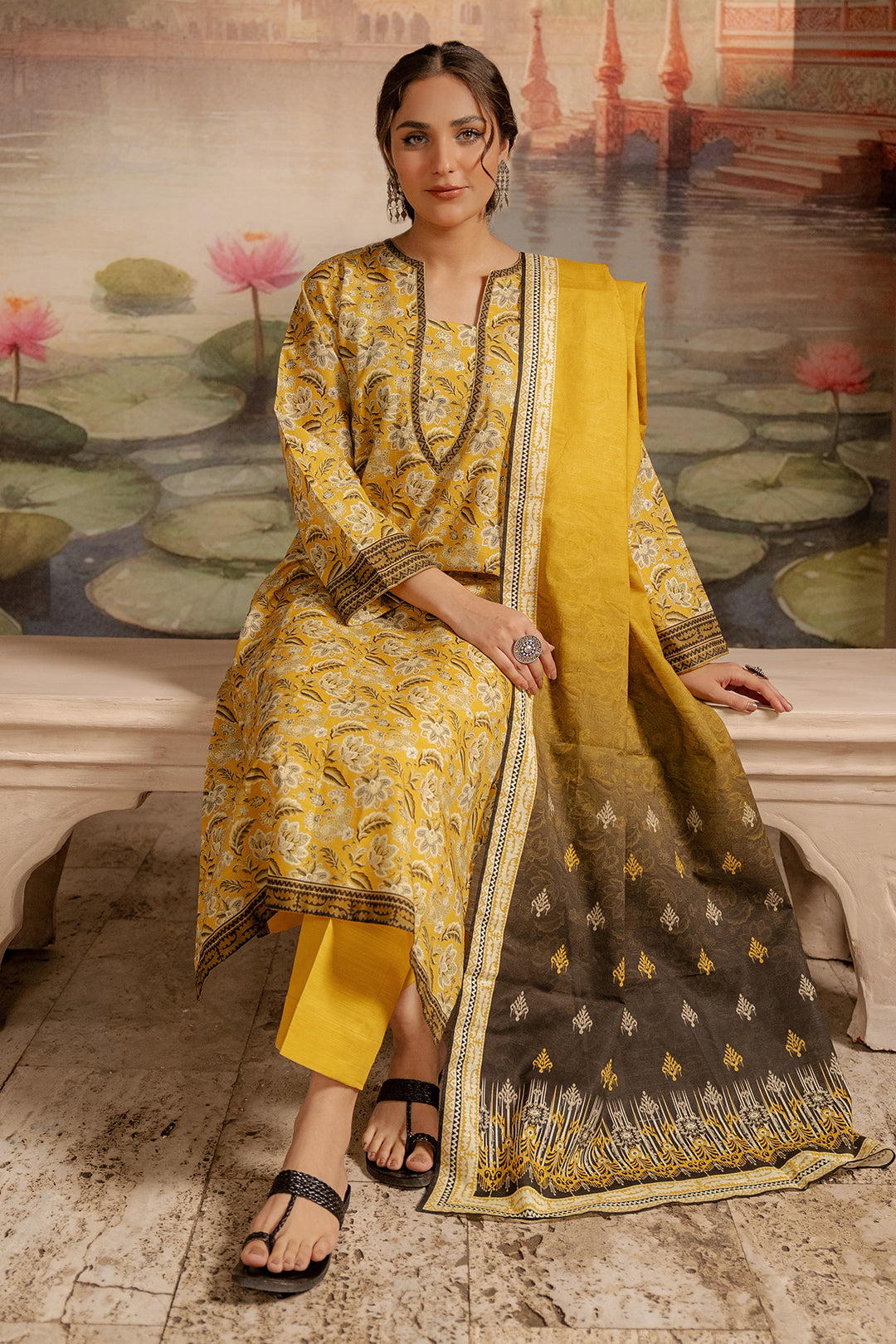 Zellbury | Unstitched 2 Piece Khaddar | Shirt Dupatta - 0424 - by - Libasekhas UK - Registered Vendor of : Zellbury Women - 100% Original Designer Dresss