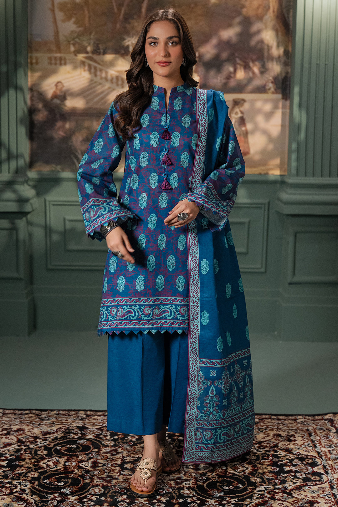 Zellbury | Unstitched 2 Piece Khaddar | Shirt Dupatta - 0425 - by - Libasekhas UK - Registered Vendor of : Zellbury Women - 100% Original Designer Dresss