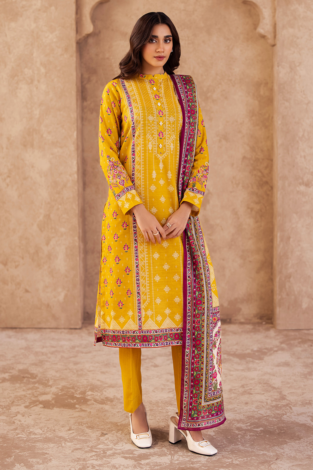 Zellbury | Unstitched 3 Piece Khaddar | Shirt Shalwar Dupatta - 0186 - by - Libasekhas UK - Registered Vendor of : Zellbury Women - 100% Original Designer Dresss