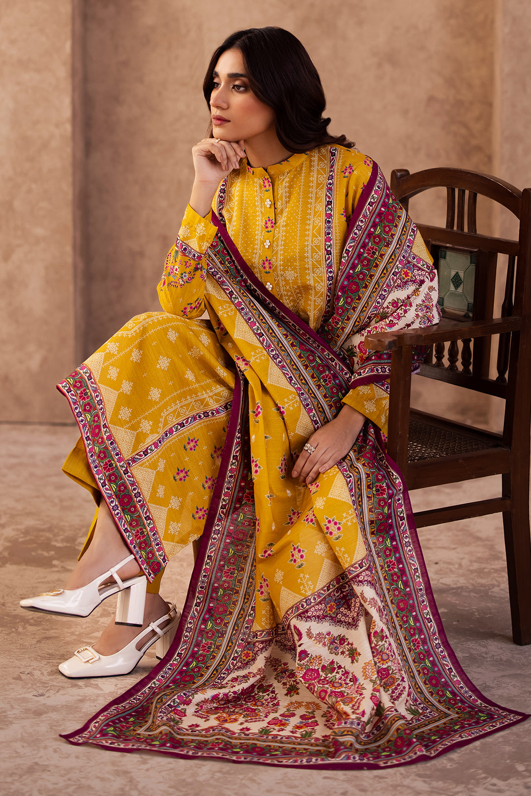 Zellbury | Unstitched 3 Piece Khaddar | Shirt Shalwar Dupatta - 0186 - by - Libasekhas UK - Registered Vendor of : Zellbury Women - 100% Original Designer Dresss