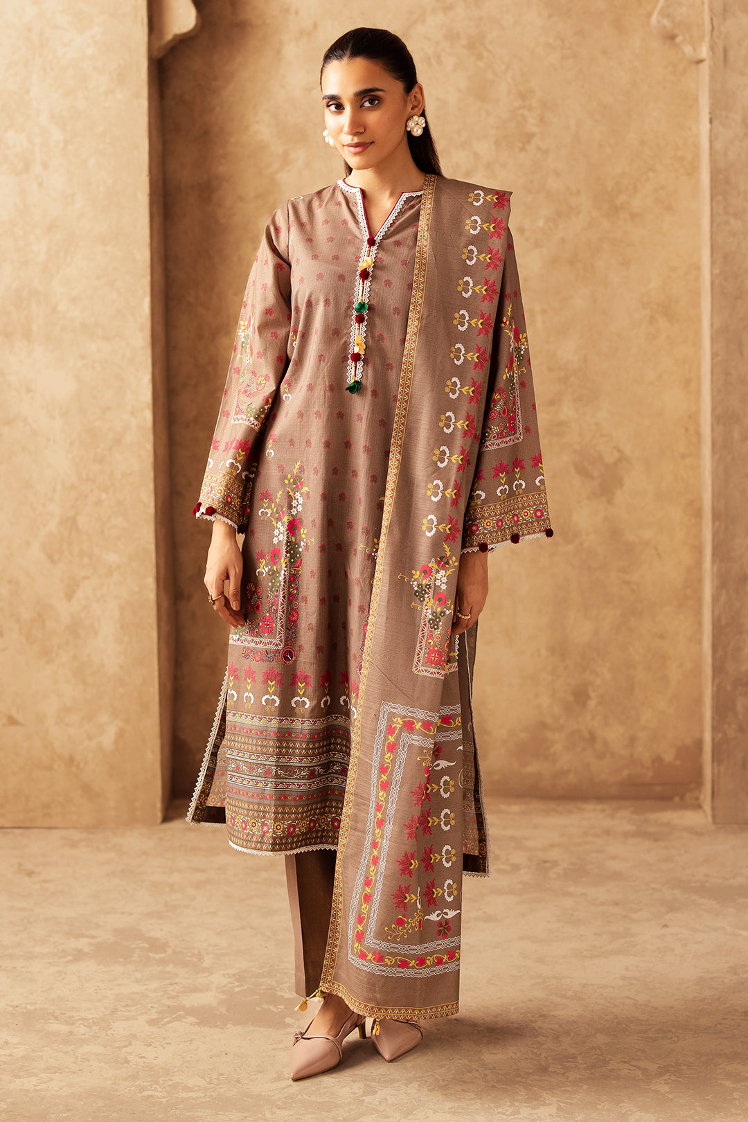 Zellbury | Unstitched 3 Piece Khaddar | Shirt Shalwar Dupatta - 0190 - by - Libasekhas UK - Registered Vendor of : Zellbury Women - 100% Original Designer Dresss