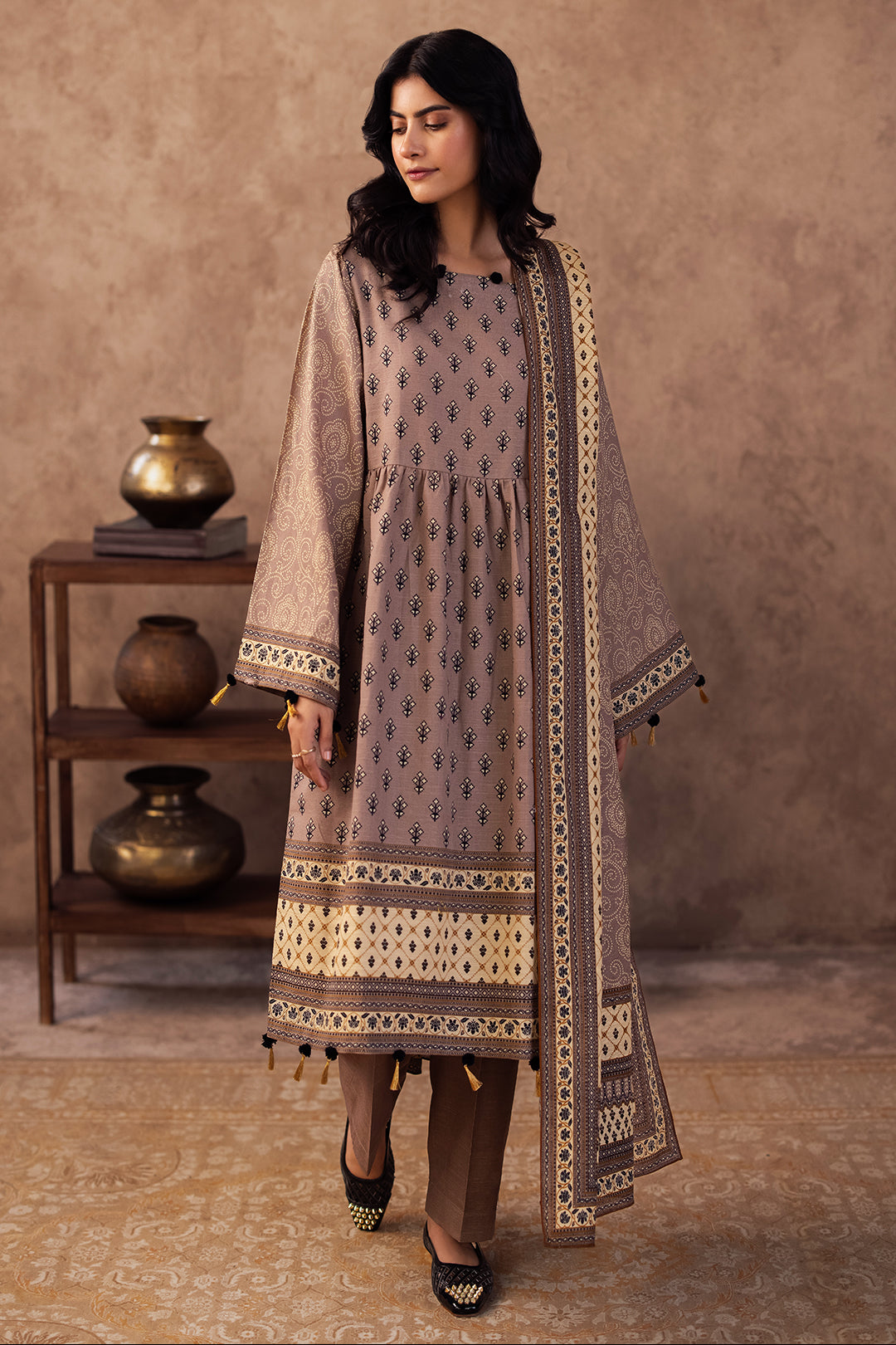 Zellbury | Unstitched 3 Piece Khaddar | Shirt Shalwar Dupatta - 0274 - by - Libasekhas UK - Registered Vendor of : Zellbury Women - 100% Original Designer Dresss