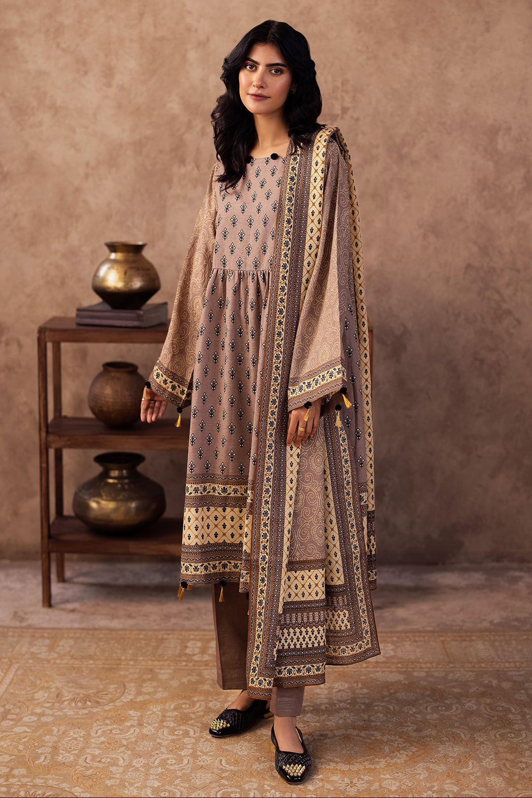 Zellbury | Unstitched 3 Piece Khaddar | Shirt Shalwar Dupatta - 0274 - by - Libasekhas UK - Registered Vendor of : Zellbury Women - 100% Original Designer Dresss