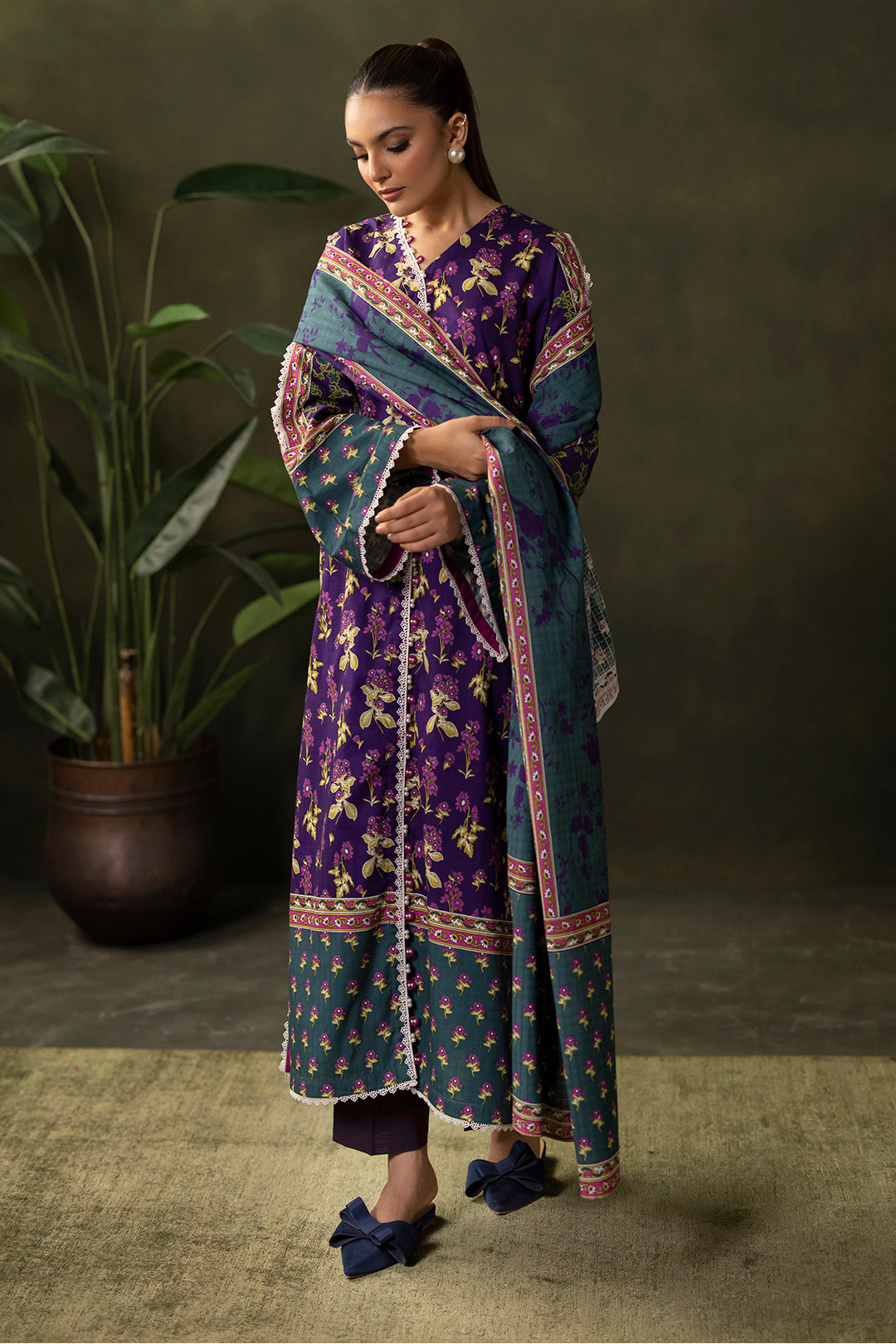 Zellbury | Unstitched 3 Piece Khaddar | Shirt Shalwar Dupatta - 0279 - by - Libasekhas UK - Registered Vendor of : Zellbury Women - 100% Original Designer Dresss