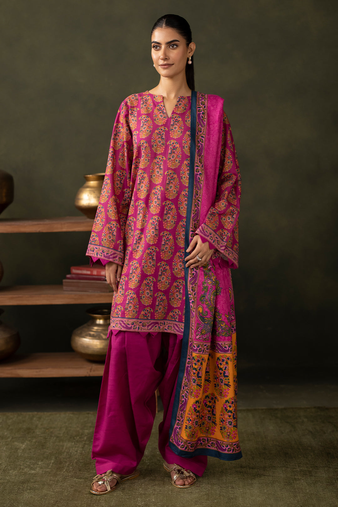 Zellbury | Unstitched 3 Piece Khaddar | Shirt Shalwar Dupatta - 0287 - by - Libasekhas UK - Registered Vendor of : Zellbury Women - 100% Original Designer Dresss