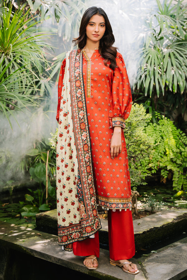 Zellbury | Unstitched 3 Piece Cotail | Shirt Shalwar Dupatta - 0307 - by - Libasekhas UK - Registered Vendor of : Zellbury Women - 100% Original Designer Dresss