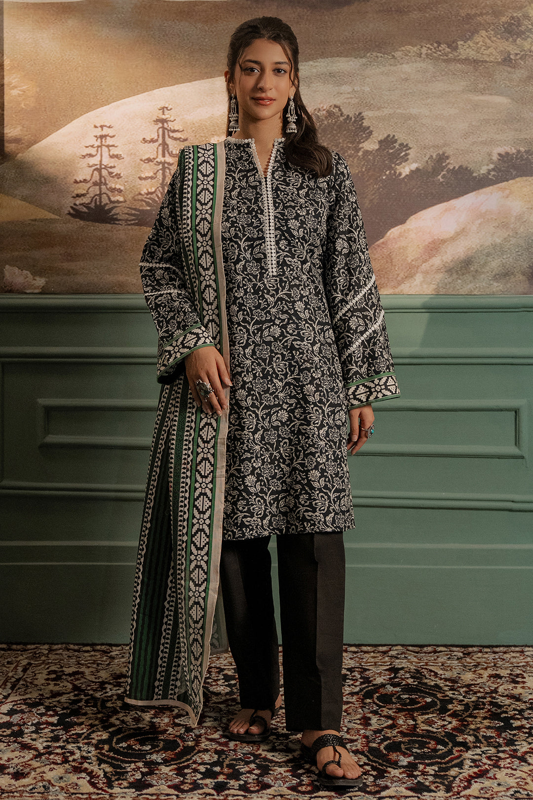 Zellbury | Unstitched 3 Piece Khaddar | Shirt Shalwar Dupatta - 0366 - by - Libasekhas UK - Registered Vendor of : Zellbury Women - 100% Original Designer Dresss