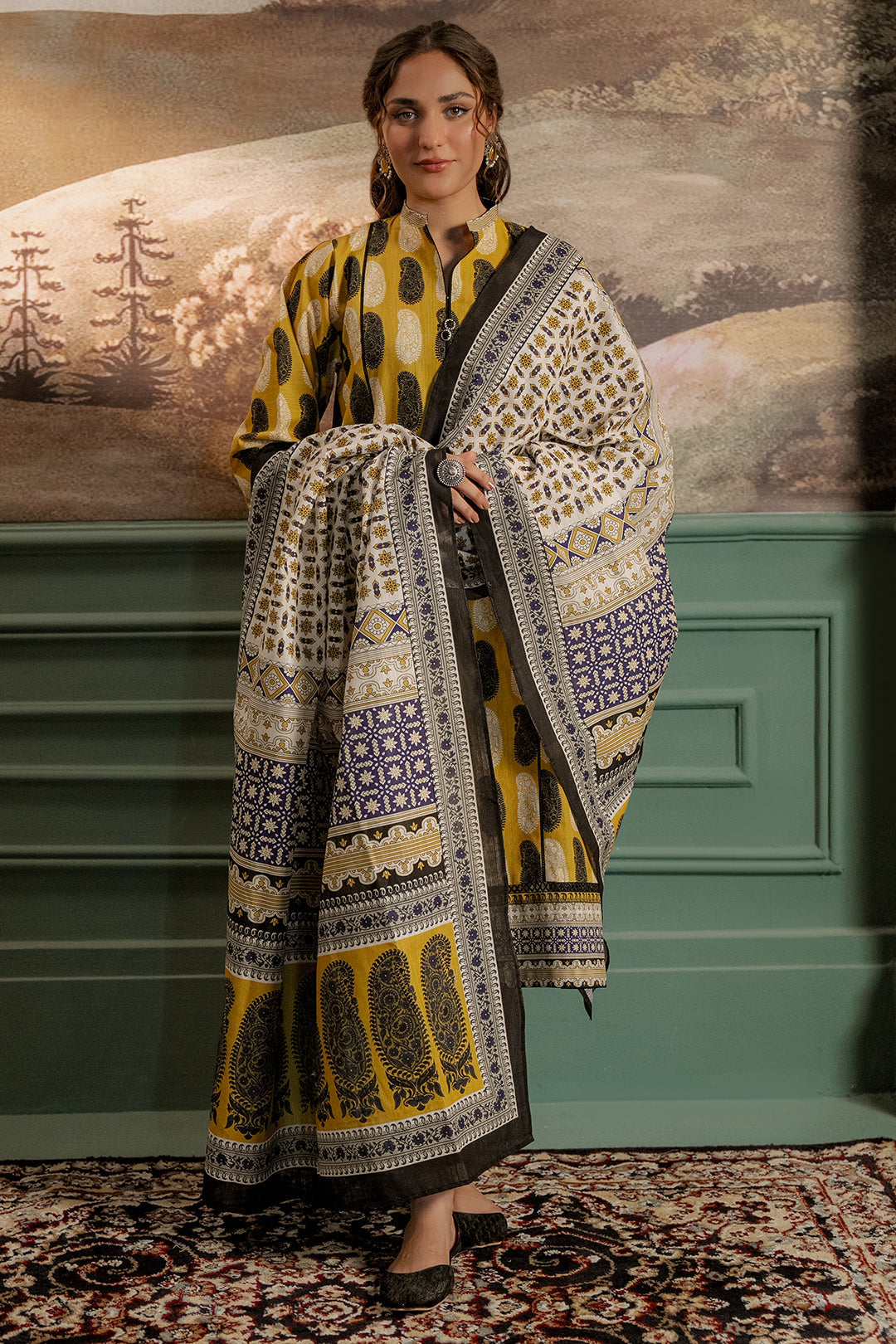 Zellbury | Unstitched 3 Piece Khaddar | Shirt Shalwar Dupatta - 0371 - by - Libasekhas UK - Registered Vendor of : Zellbury Women - 100% Original Designer Dresss