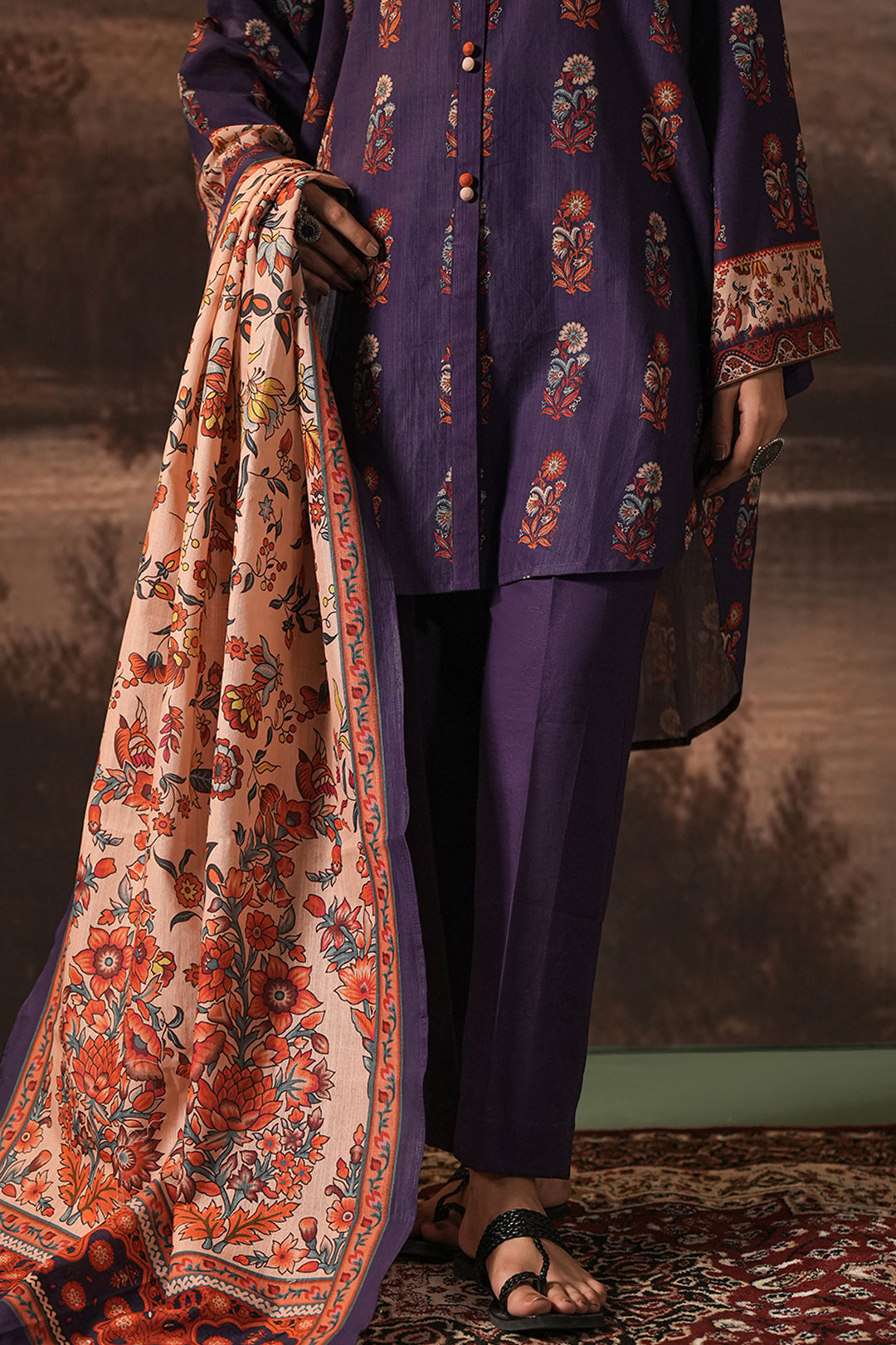 Zellbury | Unstitched 3 Piece Khaddar | Shirt Shalwar Dupatta - 0372 - by - Libasekhas UK - Registered Vendor of : Zellbury Women - 100% Original Designer Dresss