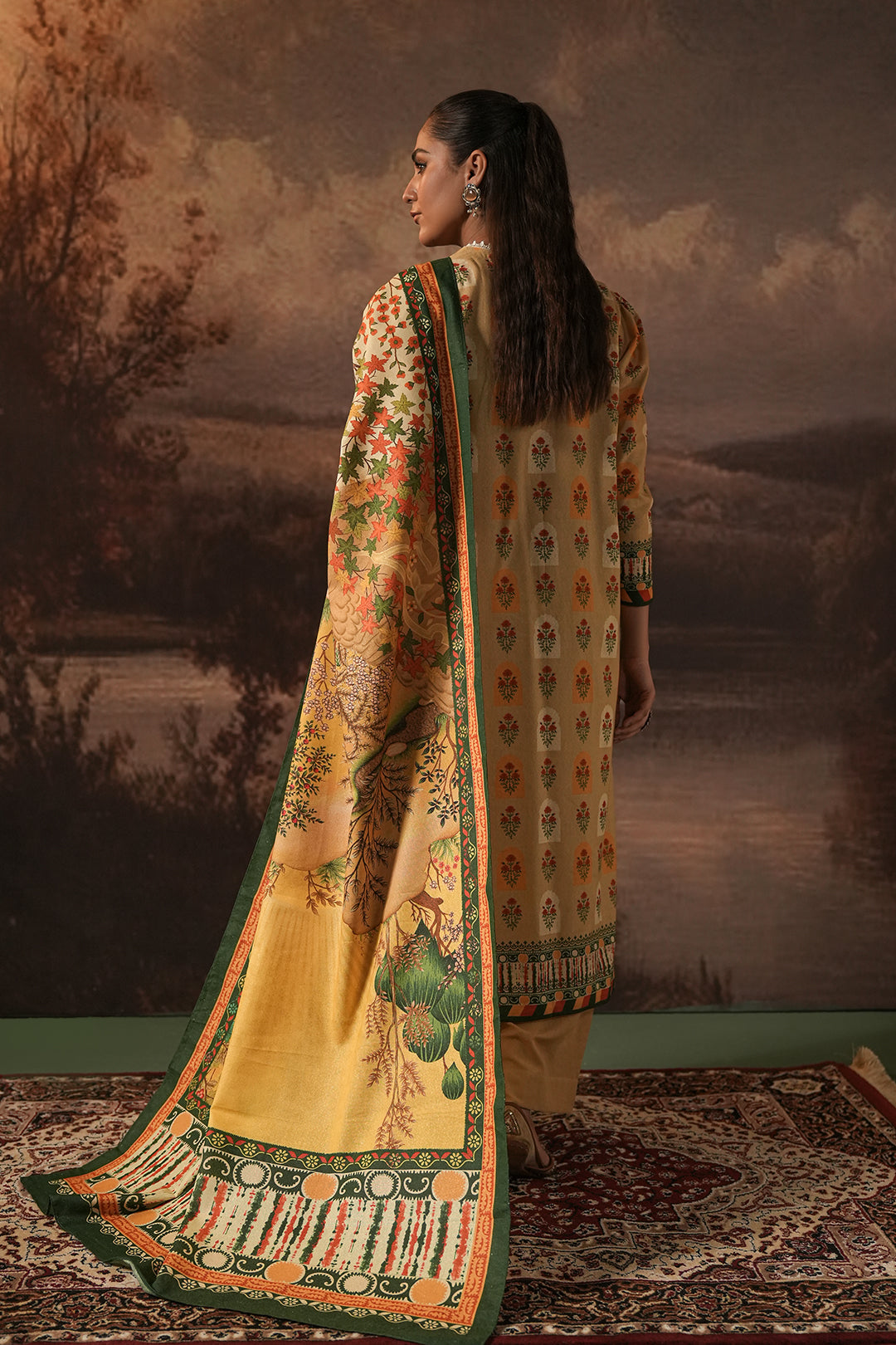 Zellbury | Unstitched 3 Piece Karandi | Shirt Shalwar Dupatta - 0379 - by - Libasekhas UK - Registered Vendor of : Zellbury Women - 100% Original Designer Dresss