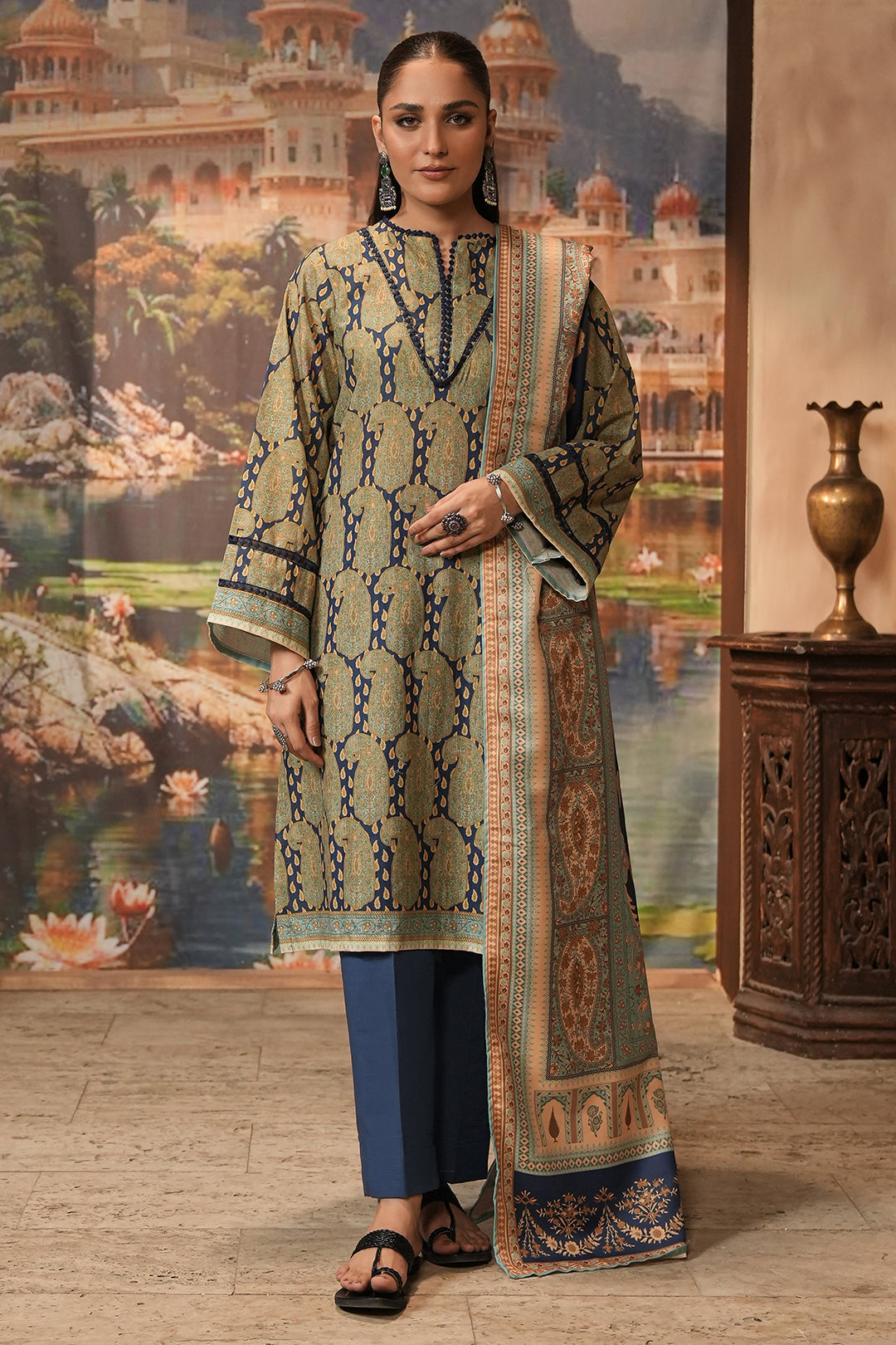 Zellbury | Unstitched 3 Piece Khaddar | Shirt Shalwar Shawl - 0381 - by - Libasekhas UK - Registered Vendor of : Zellbury Women - 100% Original Designer Dresss