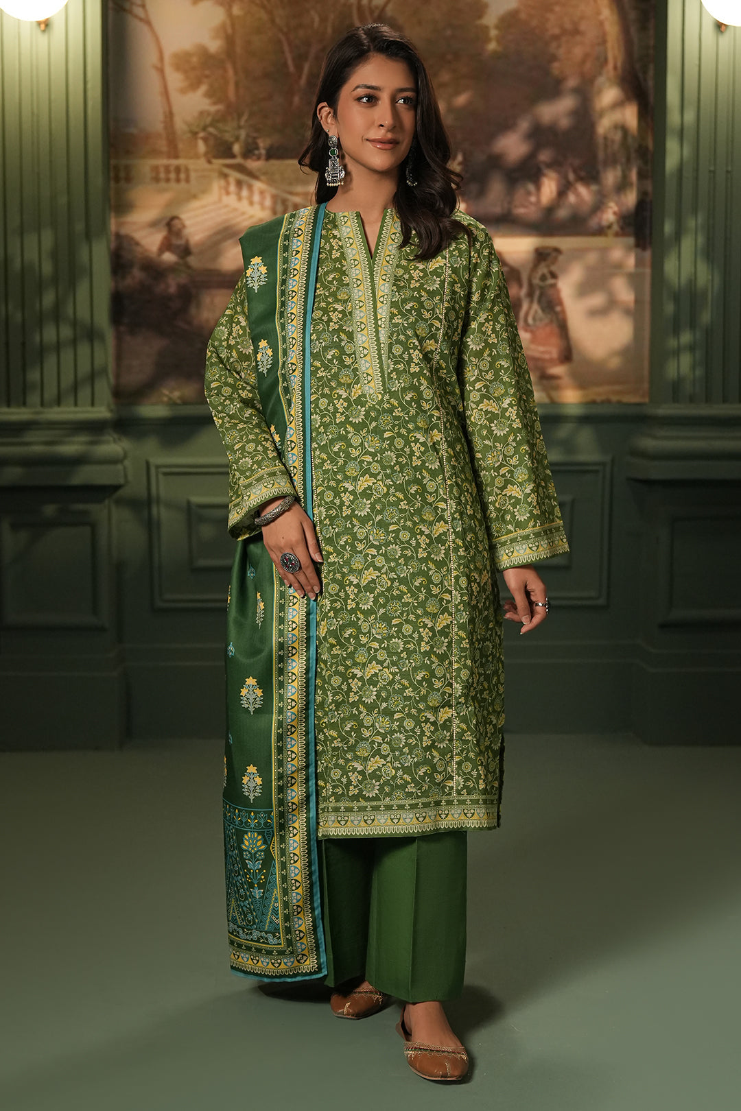 Zellbury | Unstitched 3 Piece Khaddar | Shirt Shalwar Shawl - 0384 - by - Libasekhas UK - Registered Vendor of : Zellbury Women - 100% Original Designer Dresss