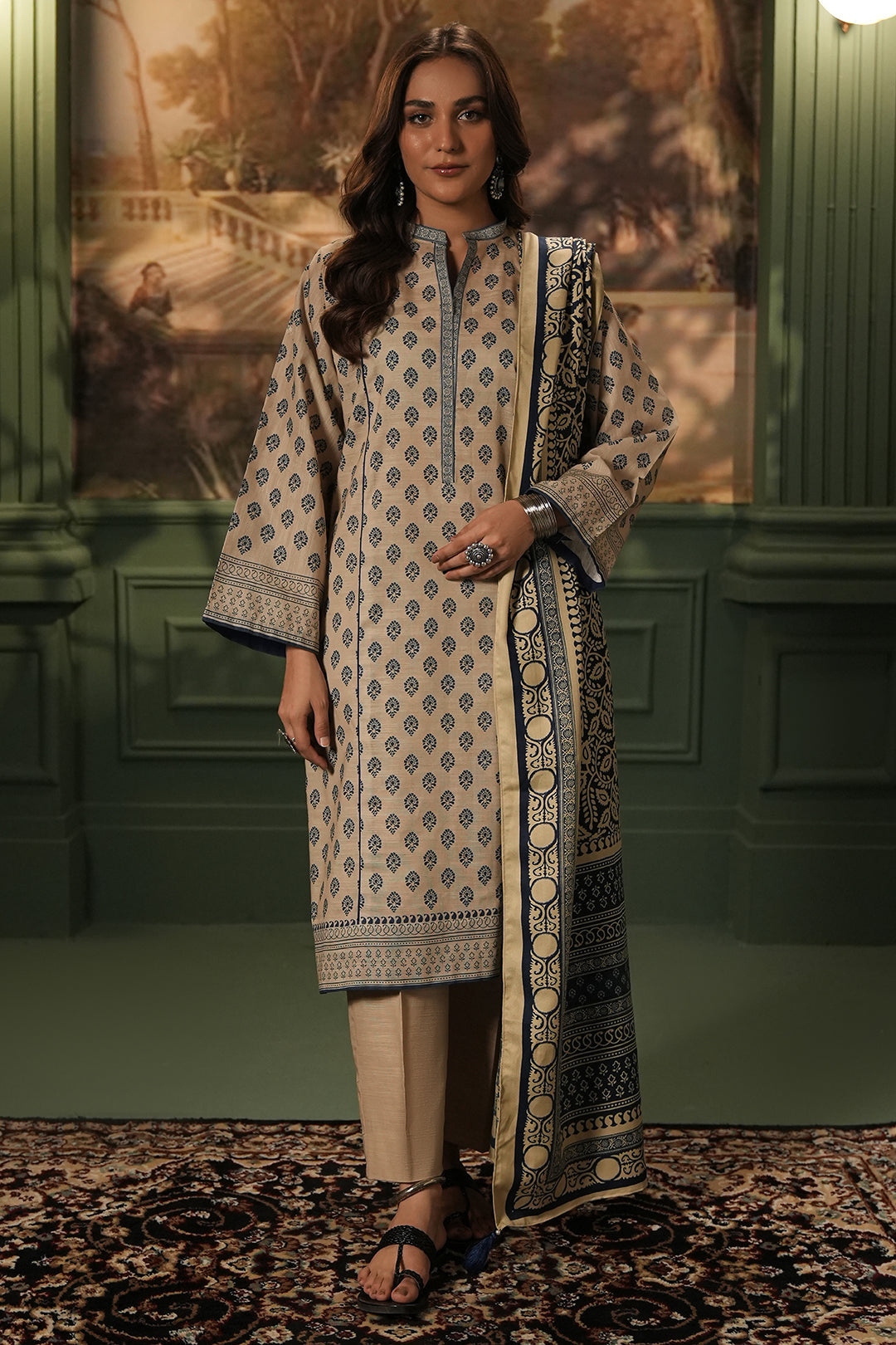 Zellbury | Unstitched 3 Piece Khaddar | Shirt Shalwar Shawl - 0392 - by - Libasekhas UK - Registered Vendor of : Zellbury Women - 100% Original Designer Dresss