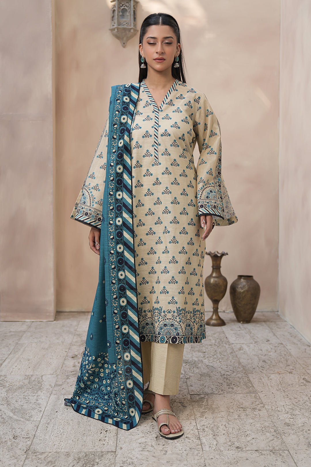 Zellbury | Unstitched 3 Piece Khaddar | Shirt Shalwar Dupatta - 0445 - by - Libasekhas UK - Registered Vendor of : Zellbury Women - 100% Original Designer Dresss