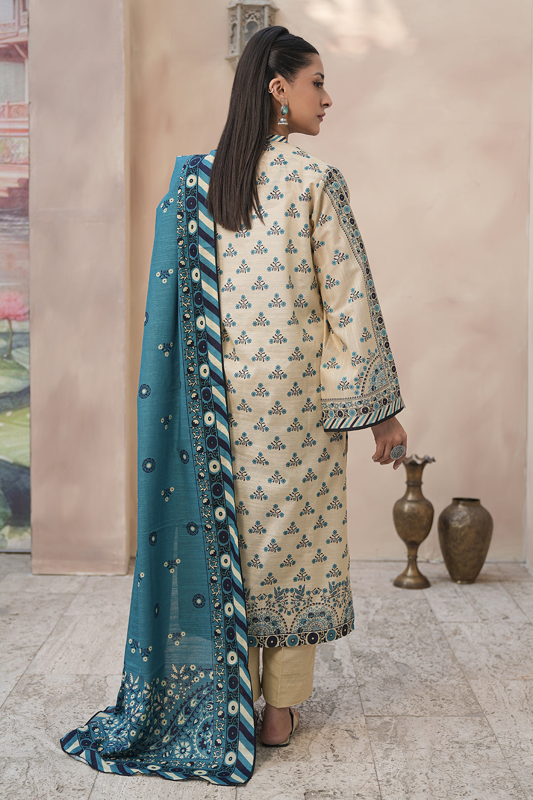 Zellbury | Unstitched 3 Piece Khaddar | Shirt Shalwar Dupatta - 0445 - by - Libasekhas UK - Registered Vendor of : Zellbury Women - 100% Original Designer Dresss