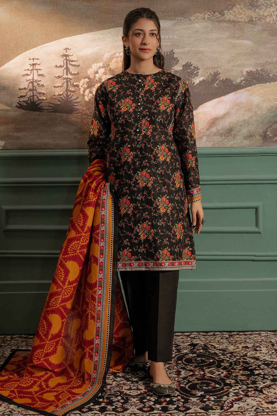 Zellbury | Unstitched 3 Piece Khaddar | Shirt Shalwar Dupatta - 0447 - by - Libasekhas UK - Registered Vendor of : Zellbury Women - 100% Original Designer Dresss