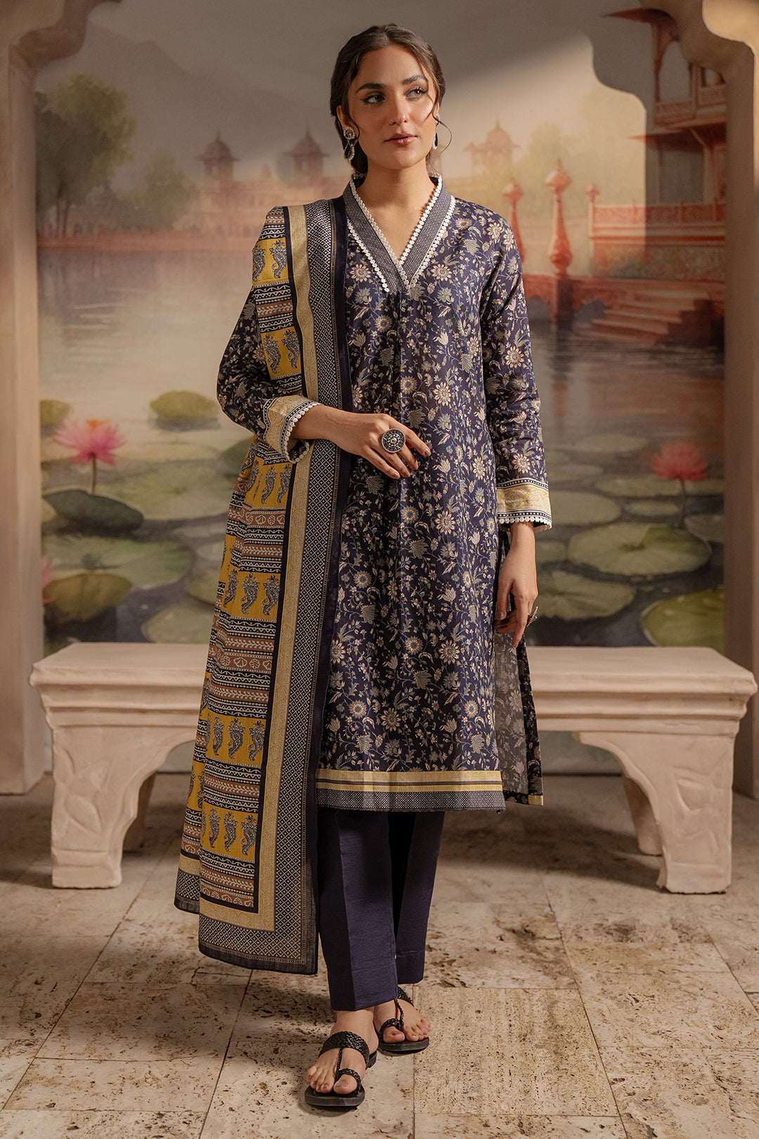Zellbury | Unstitched 3 Piece Khaddar | Shirt Shalwar Dupatta - 0449 - by - Libasekhas UK - Registered Vendor of : Zellbury Women - 100% Original Designer Dresss