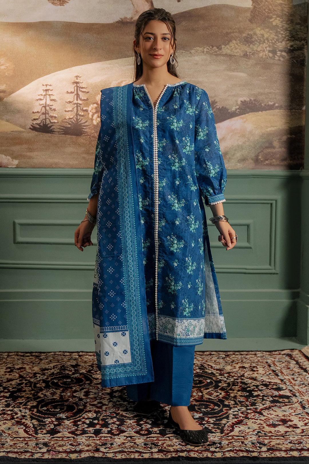 Zellbury | Unstitched 3 Piece Khaddar | Shirt Shalwar Dupatta - 0450 - by - Libasekhas UK - Registered Vendor of : Zellbury Women - 100% Original Designer Dresss