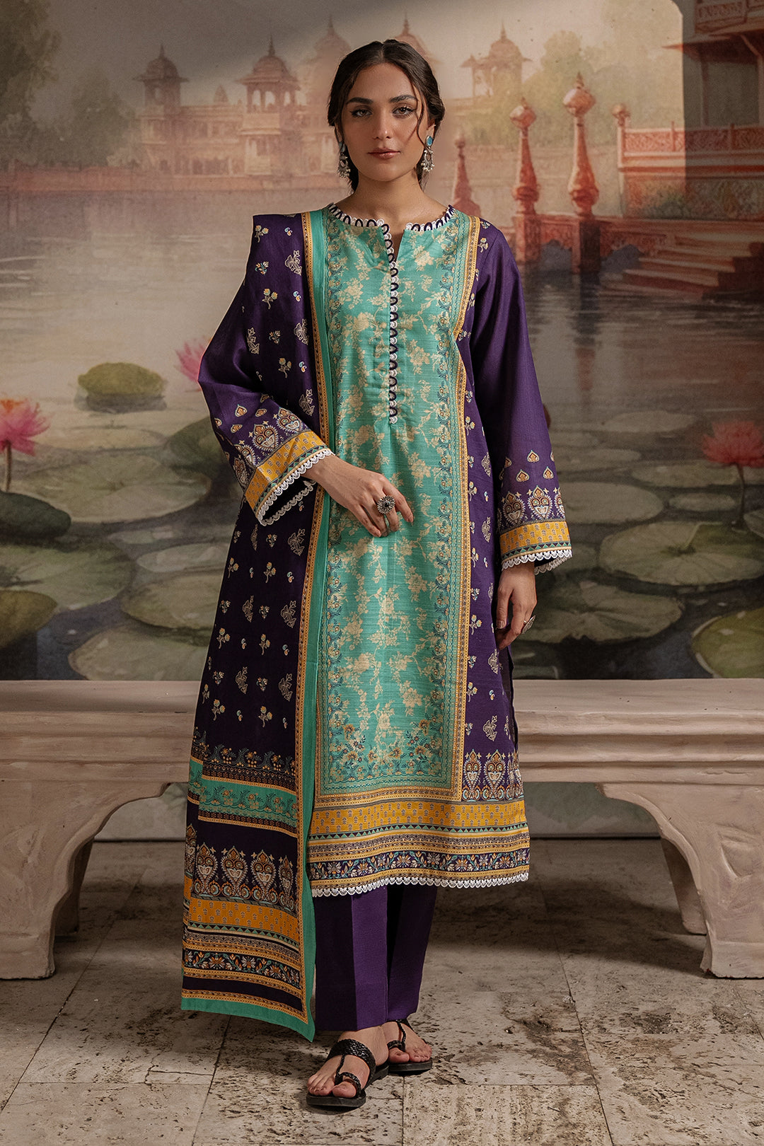 Zellbury | Unstitched 3 Piece Khaddar | Shirt Shalwar Dupatta - 0455 - by - Libasekhas UK - Registered Vendor of : Zellbury Women - 100% Original Designer Dresss